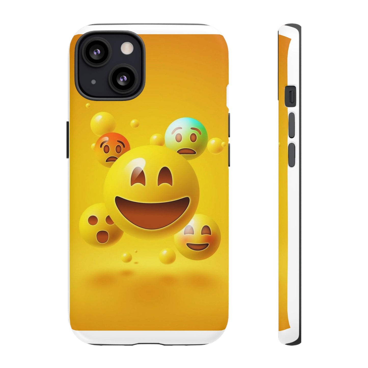 Smiley Face Phone Case, Fun Emoji Phone Cover, Durable Tough Case, Gift for Friends, Bright Yellow Accessory