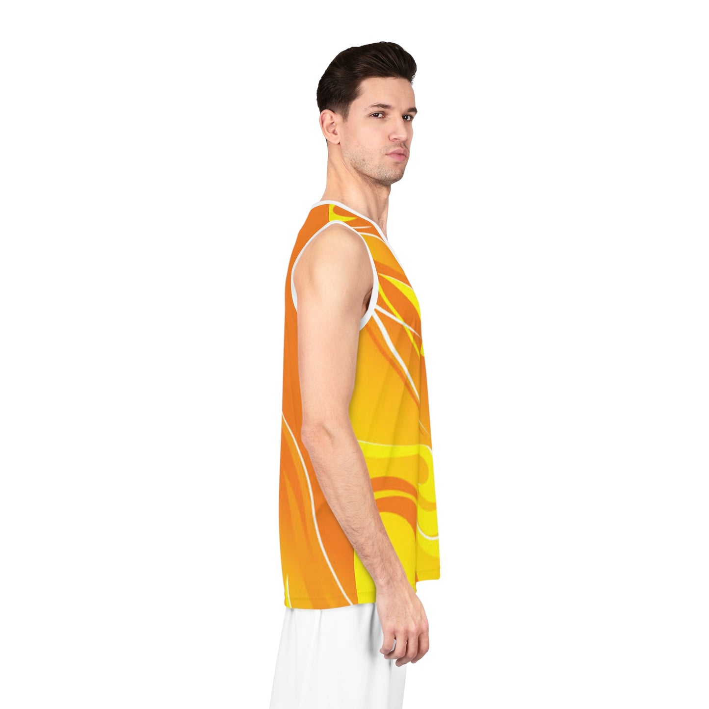 Vibrant Flame Basketball Jersey, Custom Sportswear, Gift for Athletes, Summer Sports Apparel, Unique Team Jersey