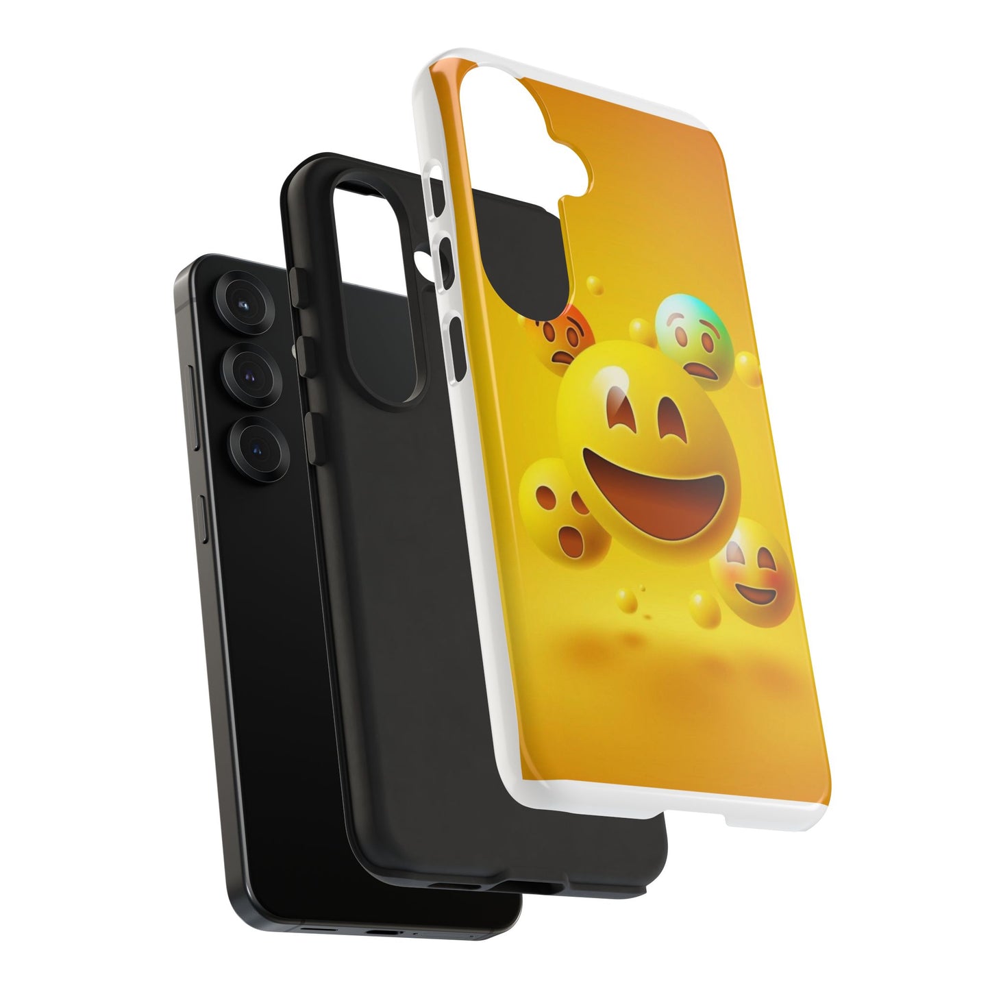 Smiley Face Phone Case, Fun Emoji Phone Cover, Durable Tough Case, Gift for Friends, Bright Yellow Accessory