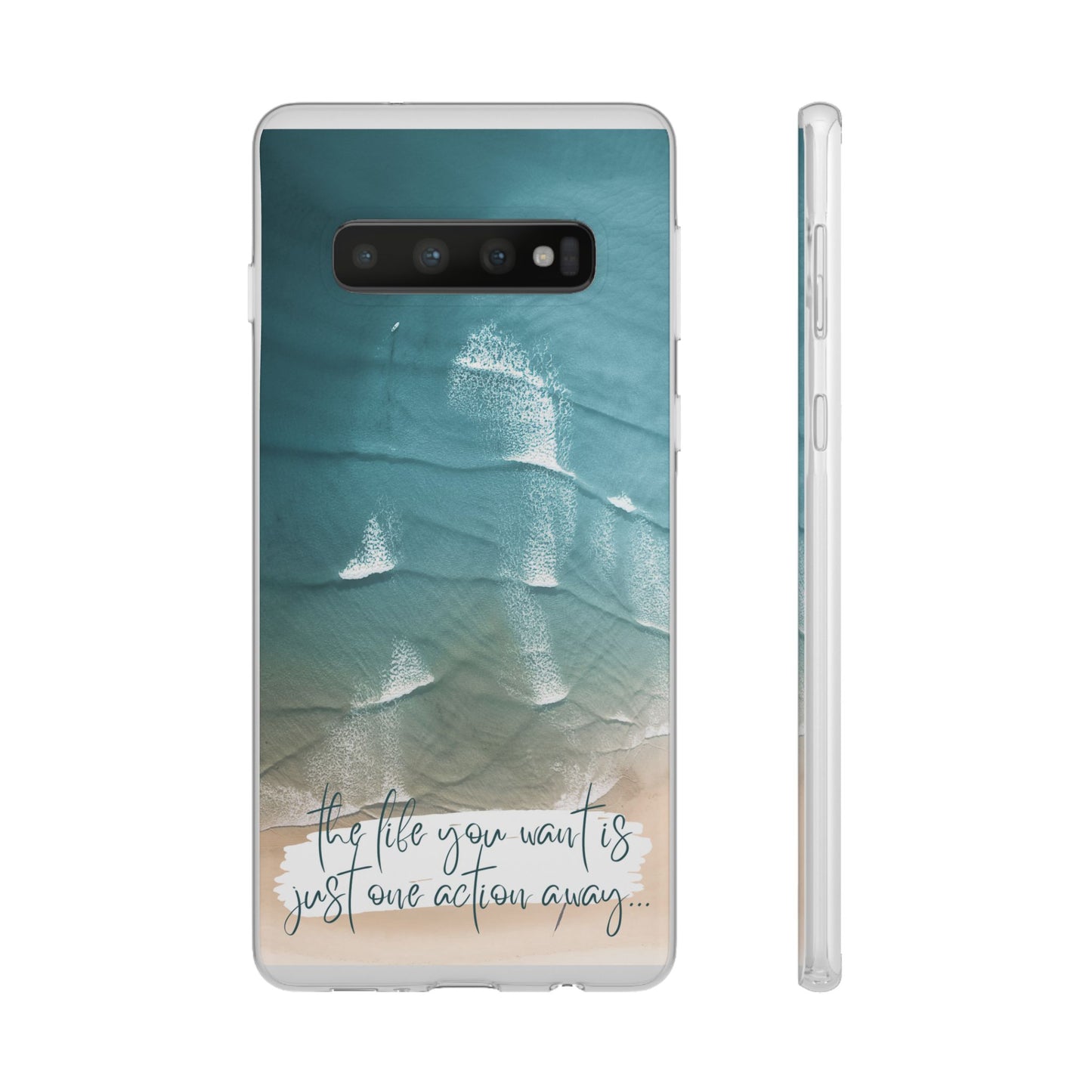 Ocean Waves Inspirational Phone Case, Beach Flexi Case, Life Quote Accessory, Coastal Decor, Gift