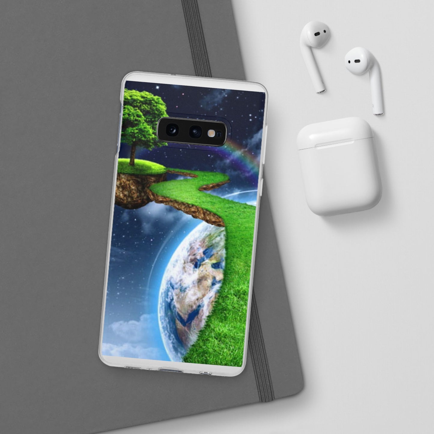 Dreamy Landscape Phone Case, Eco-Friendly Cell Phone Cover, Nature Inspired Gift, Aesthetic Mobile Case, Vibrant Rainbow Design