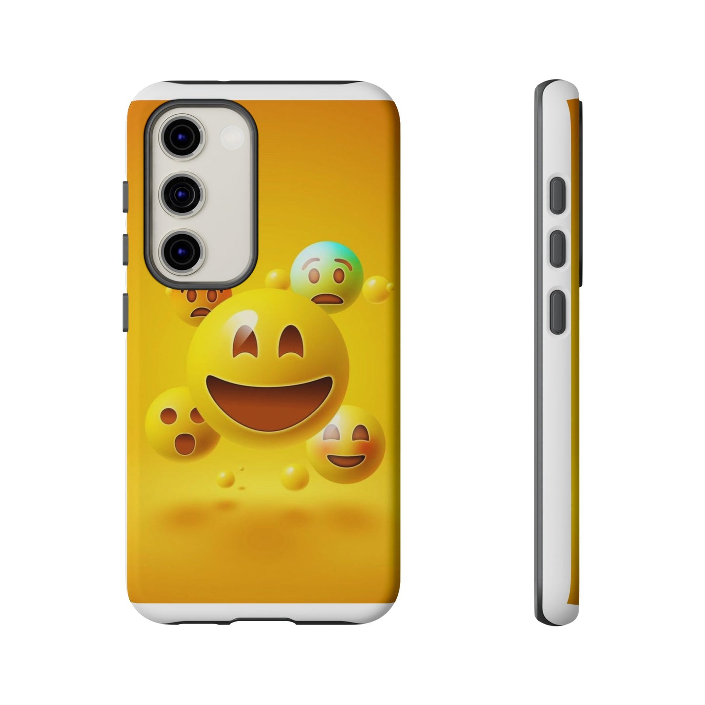 Smiley Face Phone Case, Fun Emoji Phone Cover, Durable Tough Case, Gift for Friends, Bright Yellow Accessory