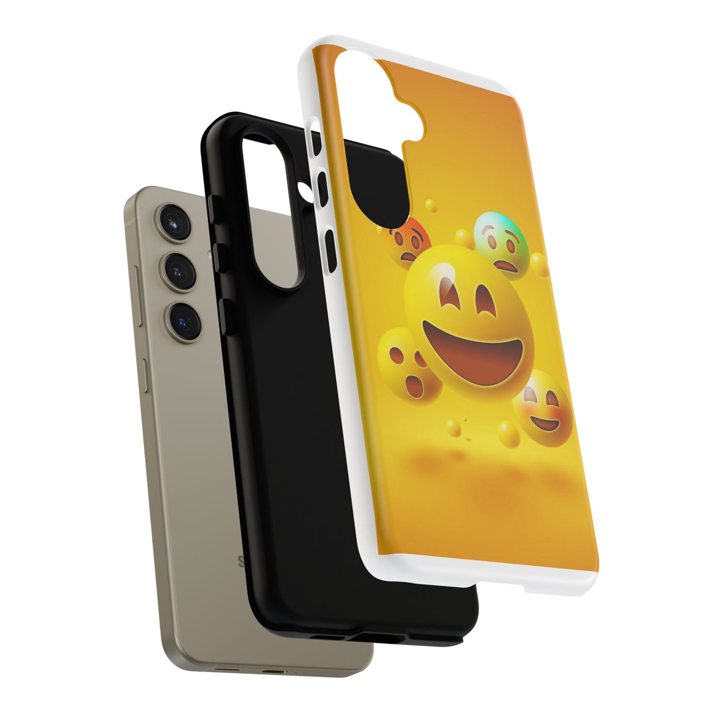 Smiley Face Phone Case, Fun Emoji Phone Cover, Durable Tough Case, Gift for Friends, Bright Yellow Accessory
