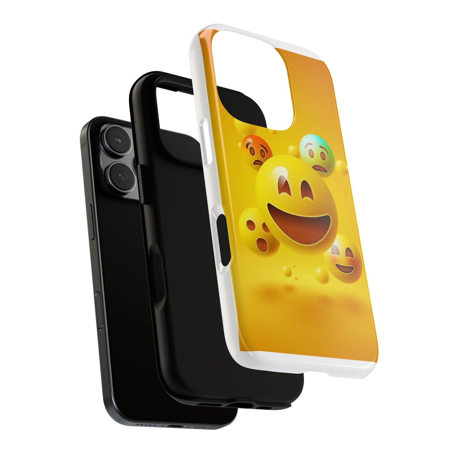 Smiley Face Phone Case, Fun Emoji Phone Cover, Durable Tough Case, Gift for Friends, Bright Yellow Accessory