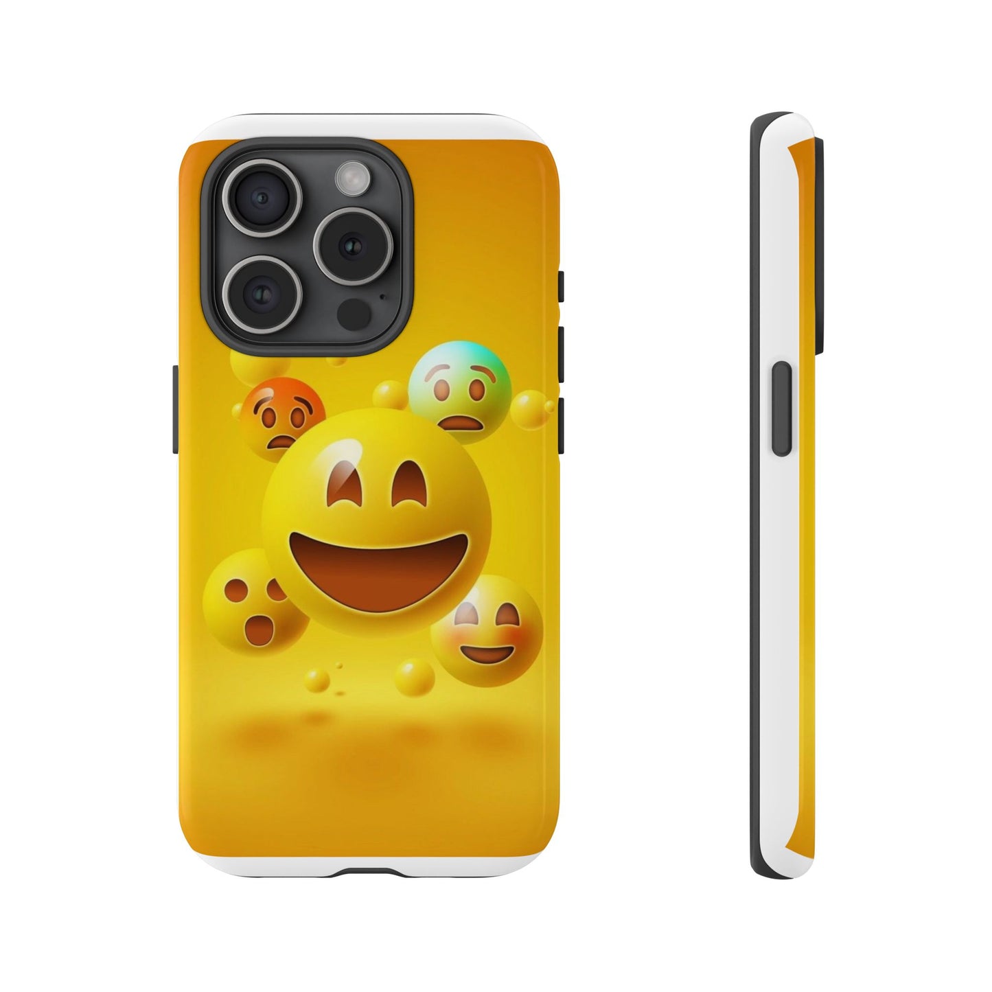 Smiley Face Phone Case, Fun Emoji Phone Cover, Durable Tough Case, Gift for Friends, Bright Yellow Accessory