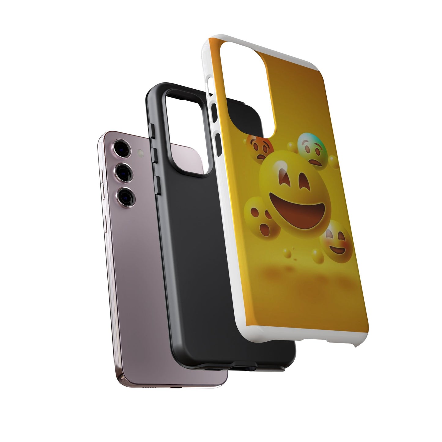 Smiley Face Phone Case, Fun Emoji Phone Cover, Durable Tough Case, Gift for Friends, Bright Yellow Accessory
