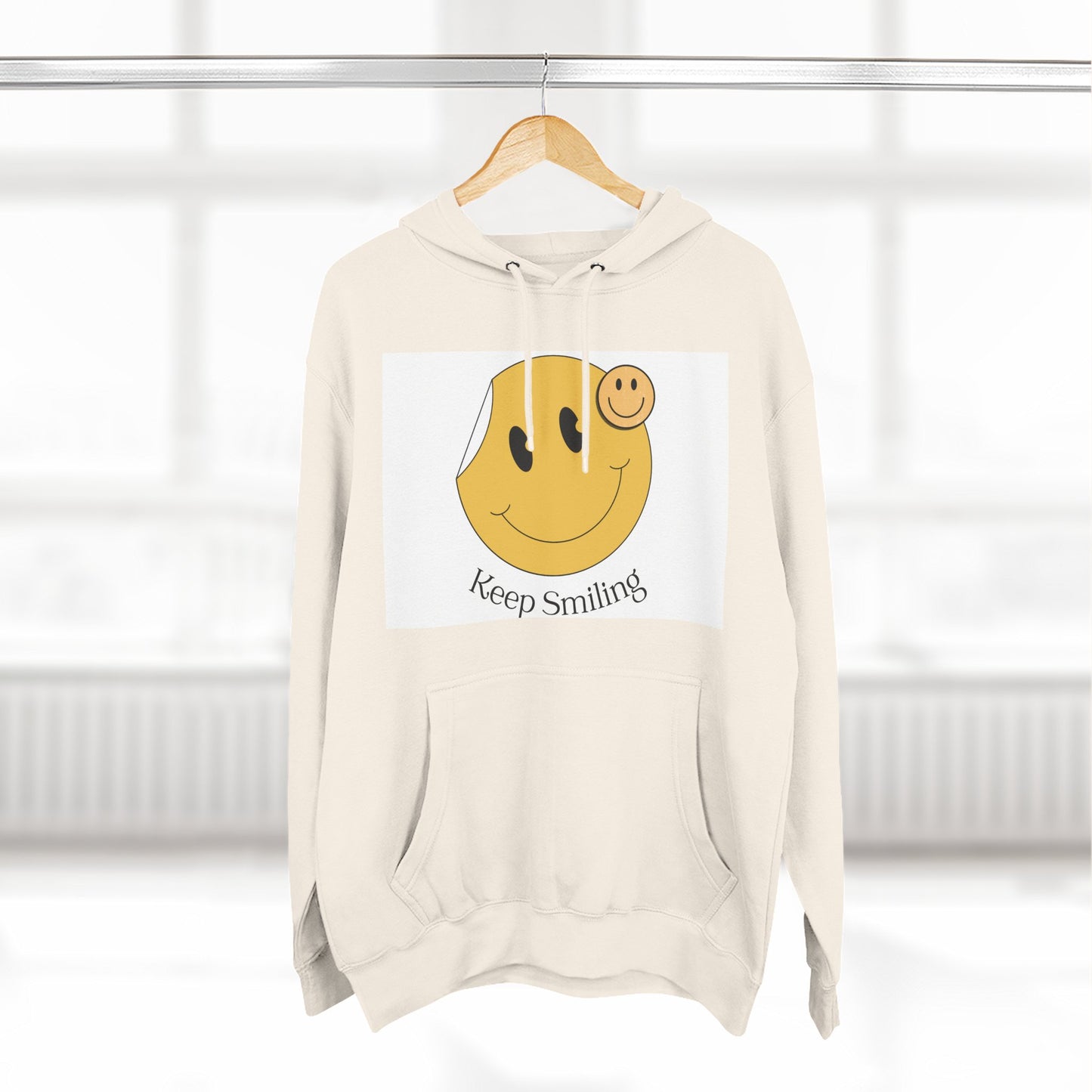 Happy Vibes Fleece Hoodie, Cozy Gift, Keep Smiling Hoodie, Casual Wear, Trendy Sweatshirt, Unisex Fashion