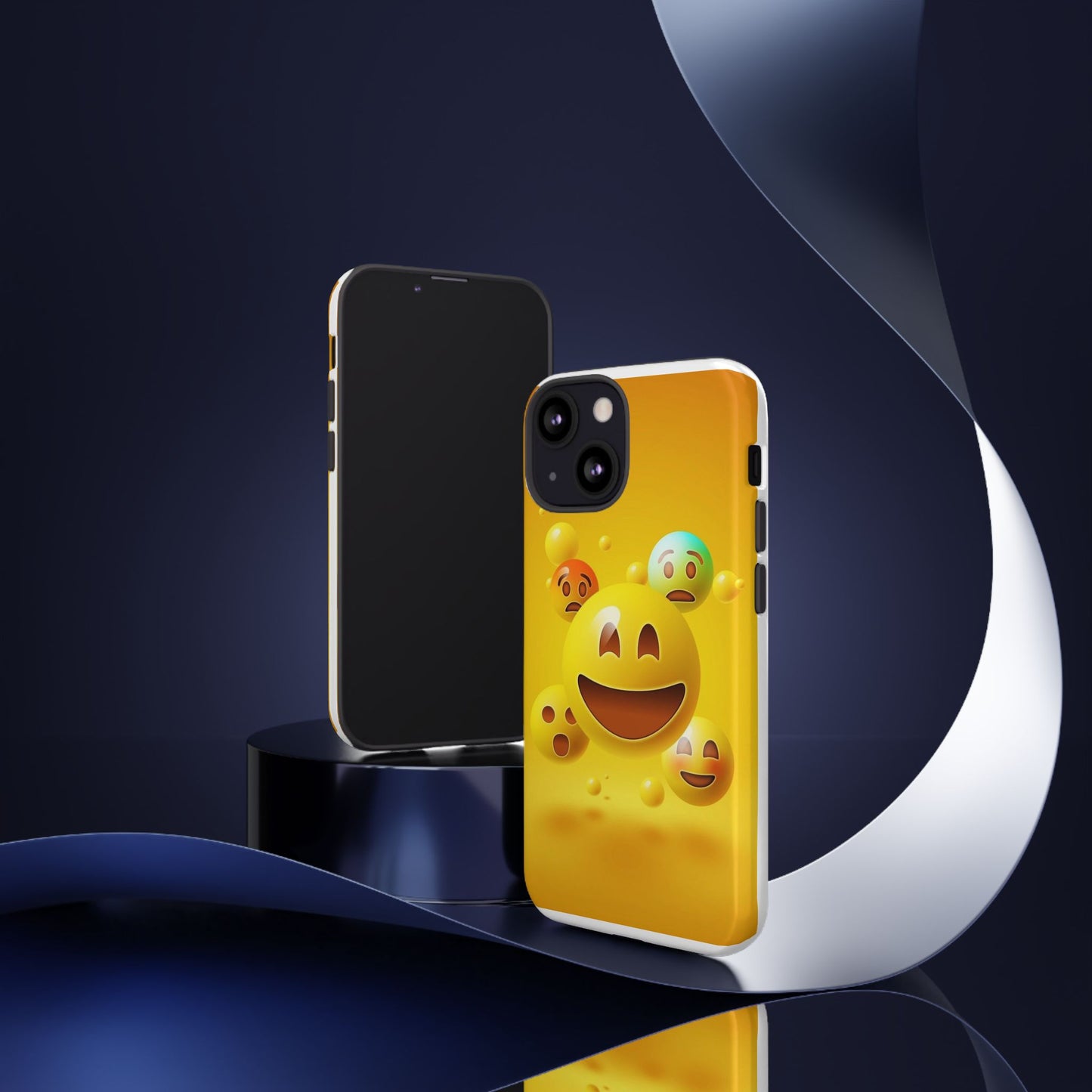 Smiley Face Phone Case, Fun Emoji Phone Cover, Durable Tough Case, Gift for Friends, Bright Yellow Accessory