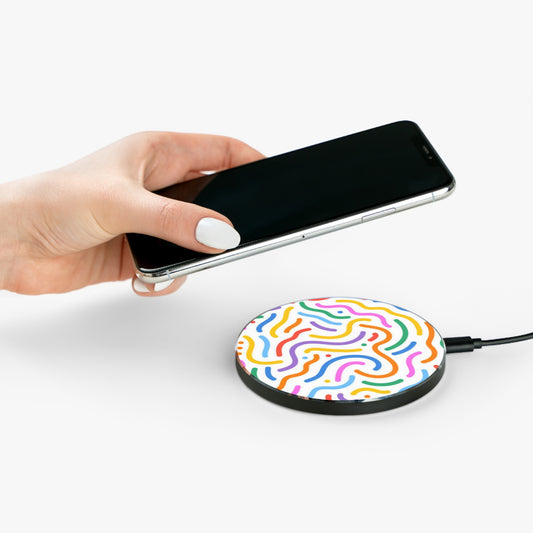 Colorful Abstract Wireless Charger - Fast Charging Pad, Desk Accessory, Fun Decor, Gift for Tech Lovers, Modern Office Style