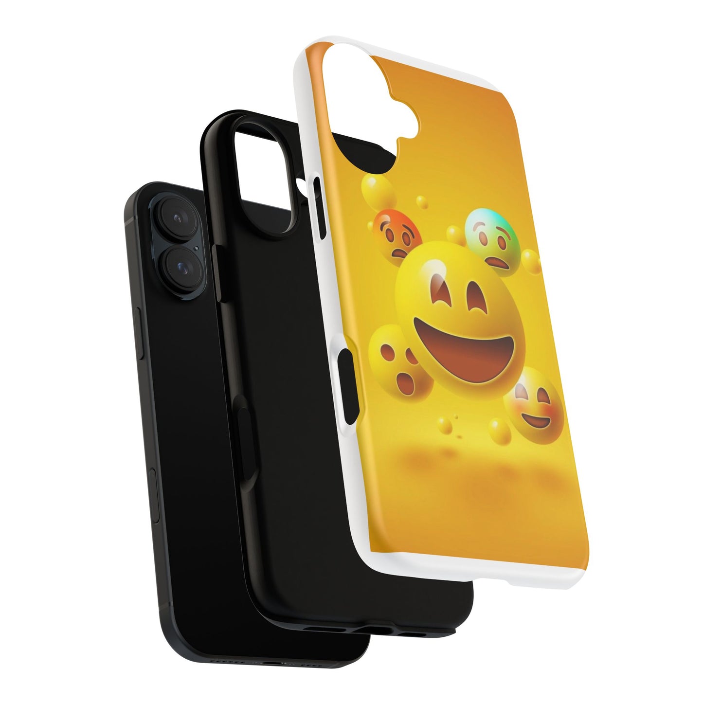 Smiley Face Phone Case, Fun Emoji Phone Cover, Durable Tough Case, Gift for Friends, Bright Yellow Accessory