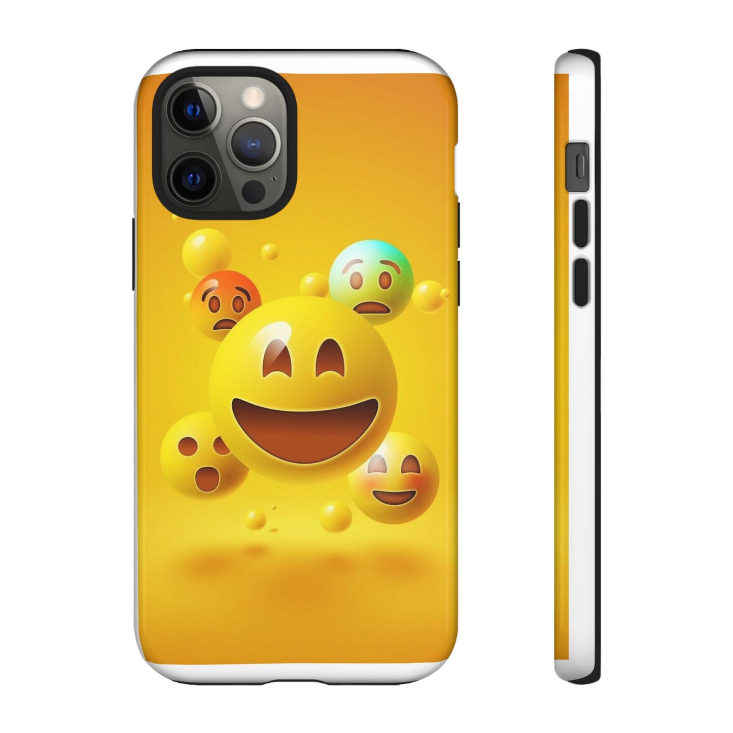 Smiley Face Phone Case, Fun Emoji Phone Cover, Durable Tough Case, Gift for Friends, Bright Yellow Accessory