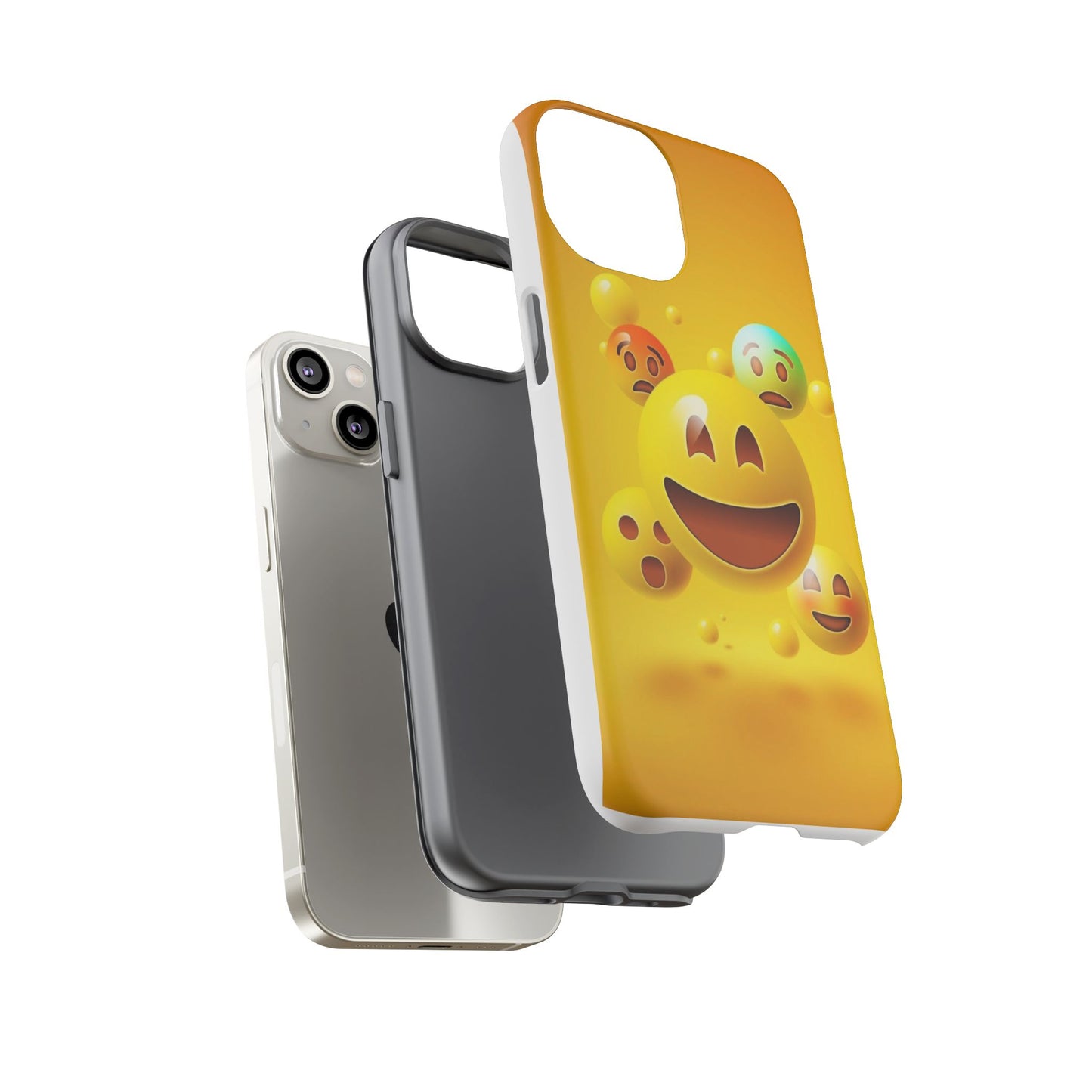 Smiley Face Phone Case, Fun Emoji Phone Cover, Durable Tough Case, Gift for Friends, Bright Yellow Accessory