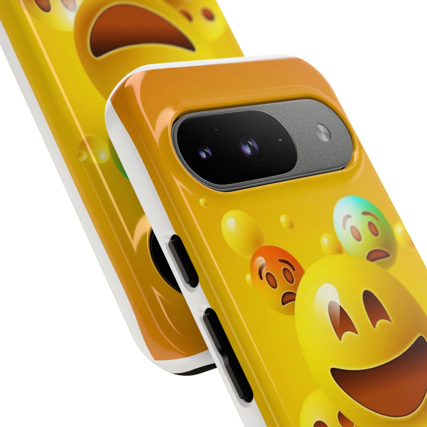 Smiley Face Phone Case, Fun Emoji Phone Cover, Durable Tough Case, Gift for Friends, Bright Yellow Accessory