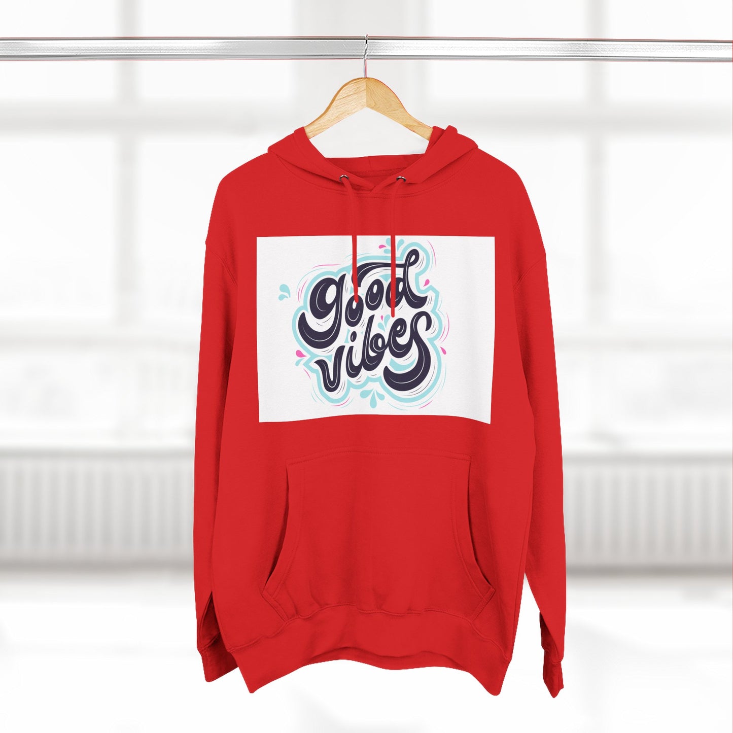 Good Vibes Three-Panel Fleece Hoodie | Cozy Streetwear, Perfect for Casual Outings, Unisex Gift, Inspirational Wear, Everyday Comfort