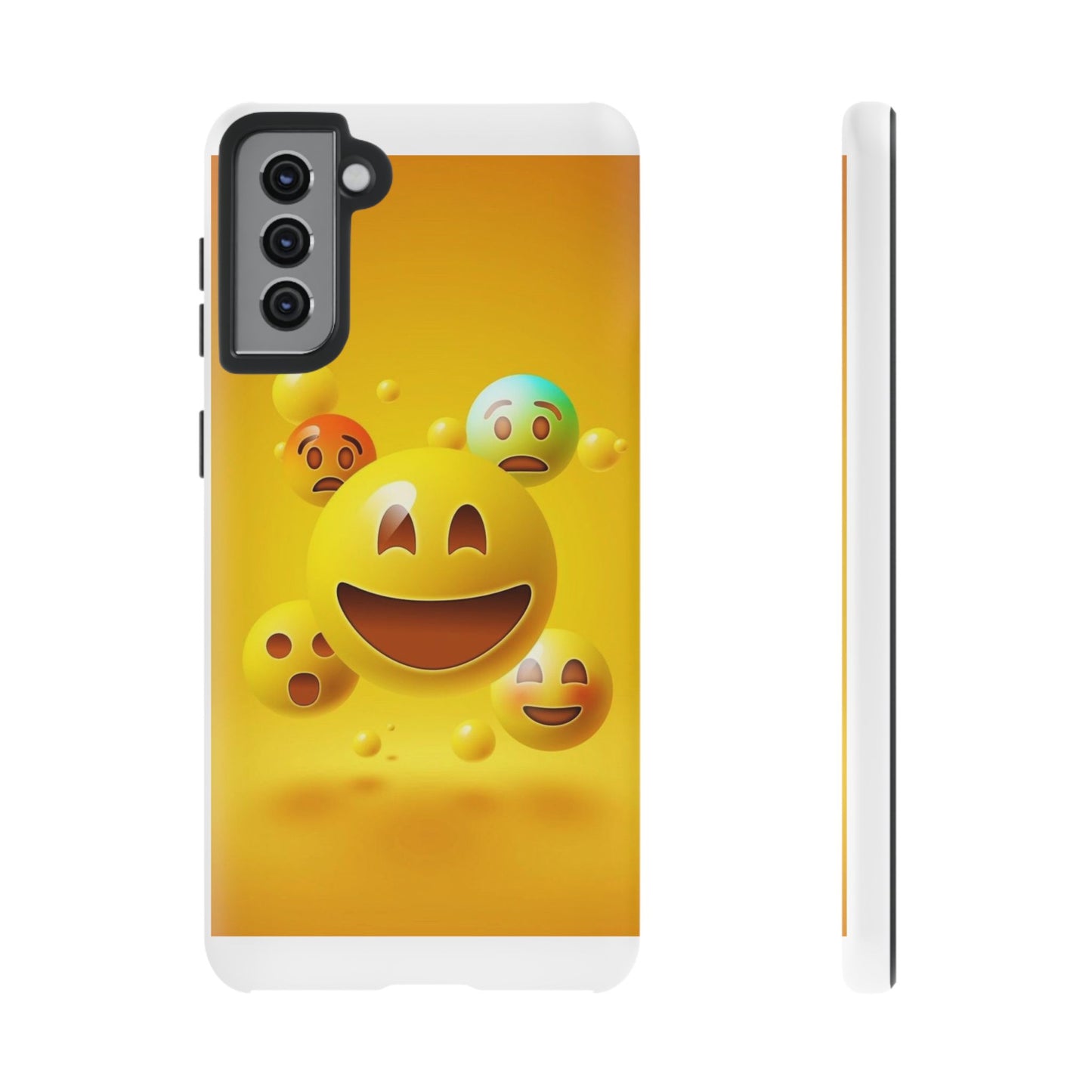 Smiley Face Phone Case, Fun Emoji Phone Cover, Durable Tough Case, Gift for Friends, Bright Yellow Accessory