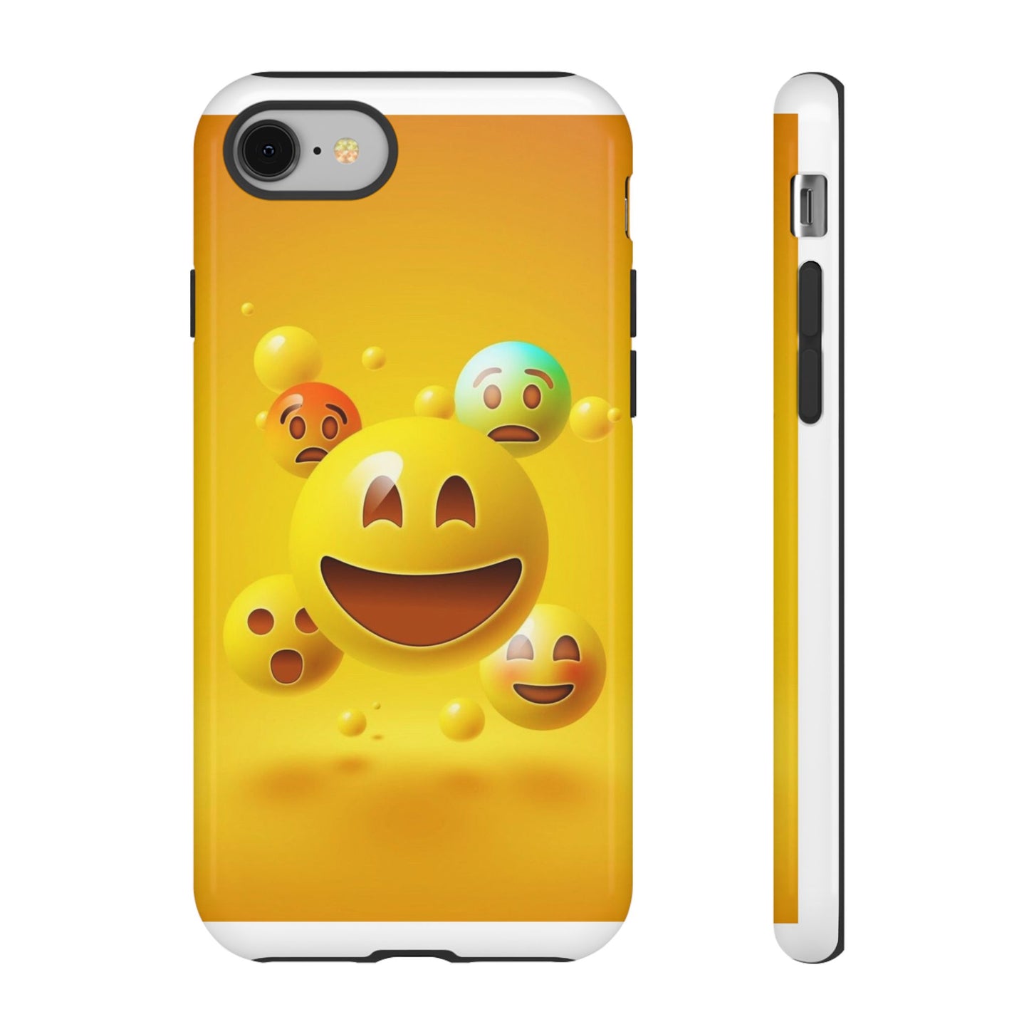 Smiley Face Phone Case, Fun Emoji Phone Cover, Durable Tough Case, Gift for Friends, Bright Yellow Accessory