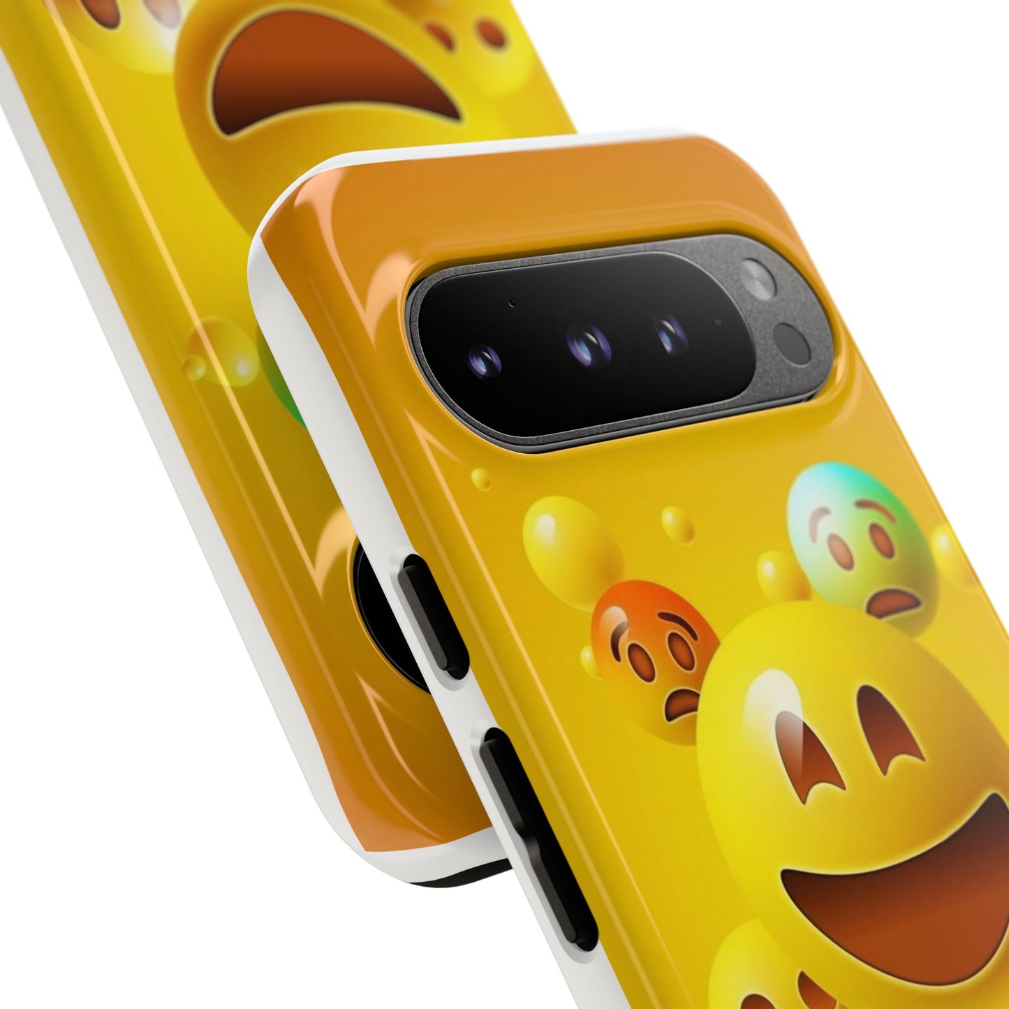 Smiley Face Phone Case, Fun Emoji Phone Cover, Durable Tough Case, Gift for Friends, Bright Yellow Accessory