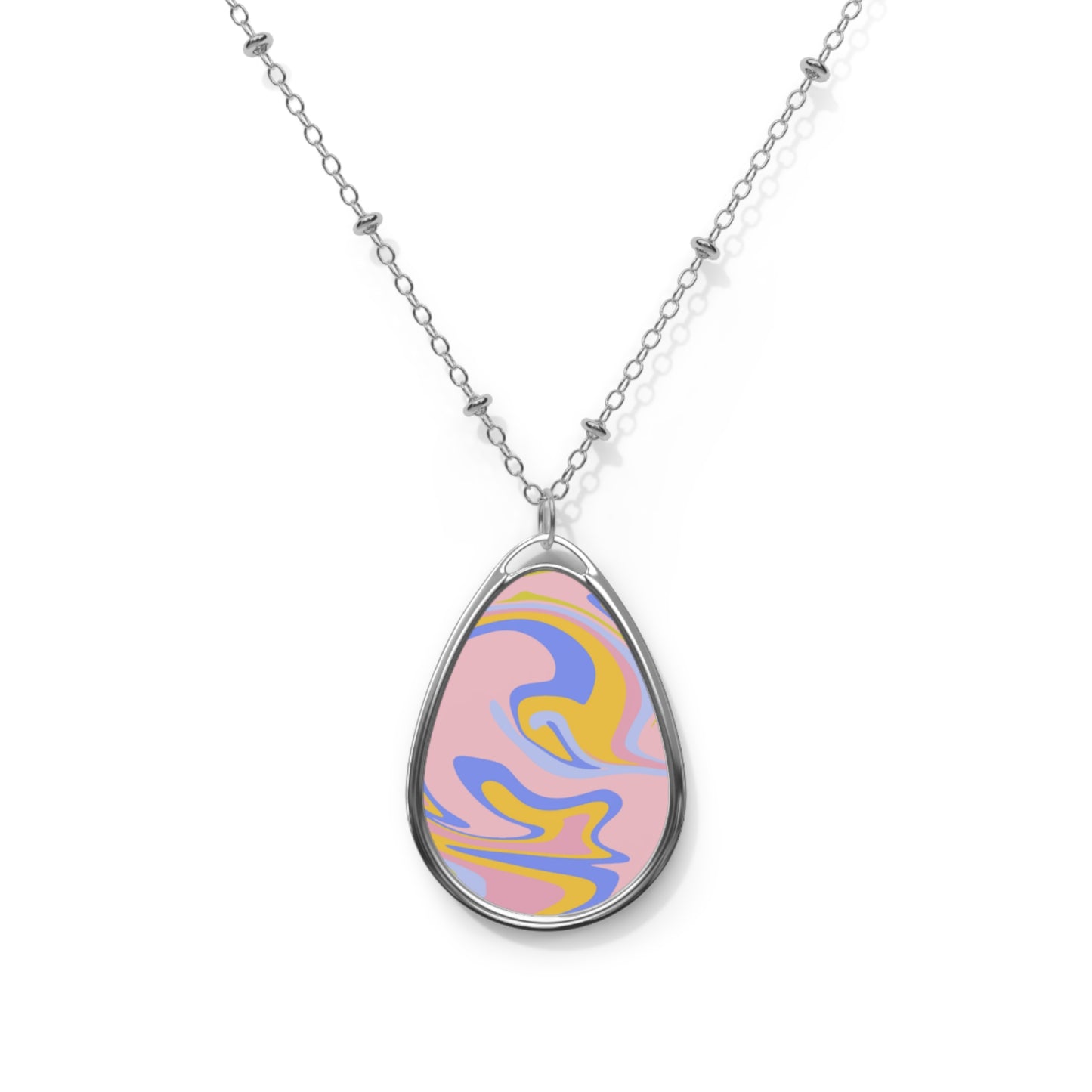 Abstract Swirl Oval Necklace - Bohemian Jewelry, Unique Gift, Statement Piece, Trendy Accessory, Fashion Jewelry