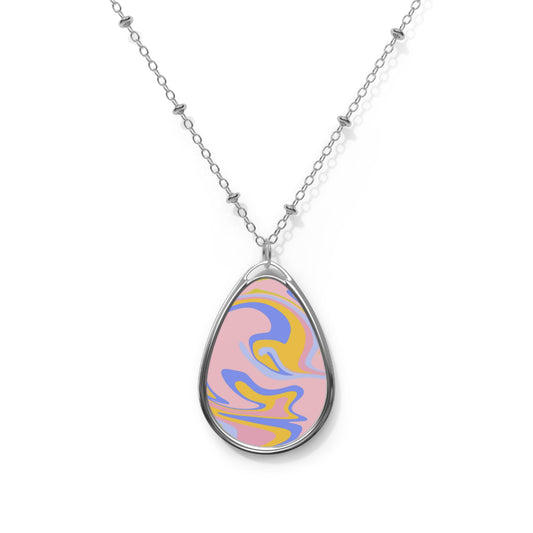 Abstract Swirl Oval Necklace - Bohemian Jewelry, Unique Gift, Statement Piece, Trendy Accessory, Fashion Jewelry