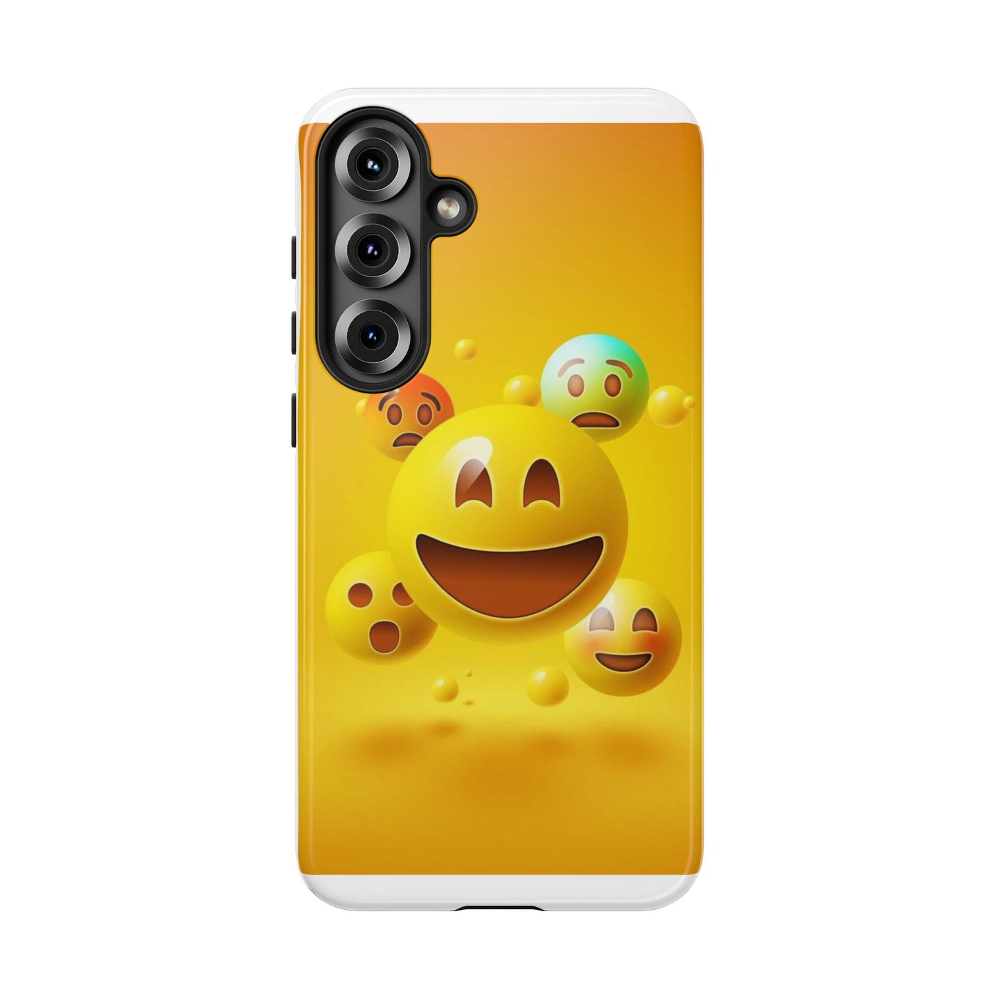 Smiley Face Phone Case, Fun Emoji Phone Cover, Durable Tough Case, Gift for Friends, Bright Yellow Accessory