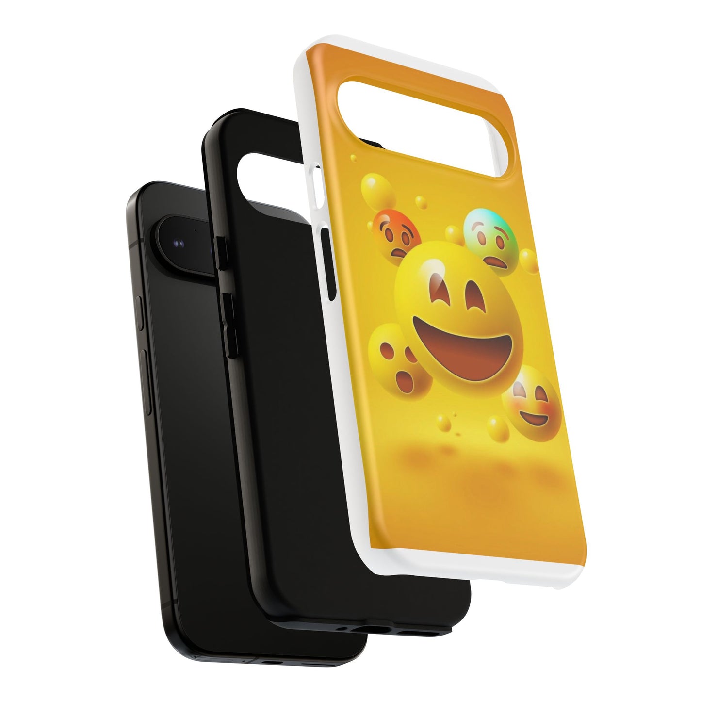 Smiley Face Phone Case, Fun Emoji Phone Cover, Durable Tough Case, Gift for Friends, Bright Yellow Accessory