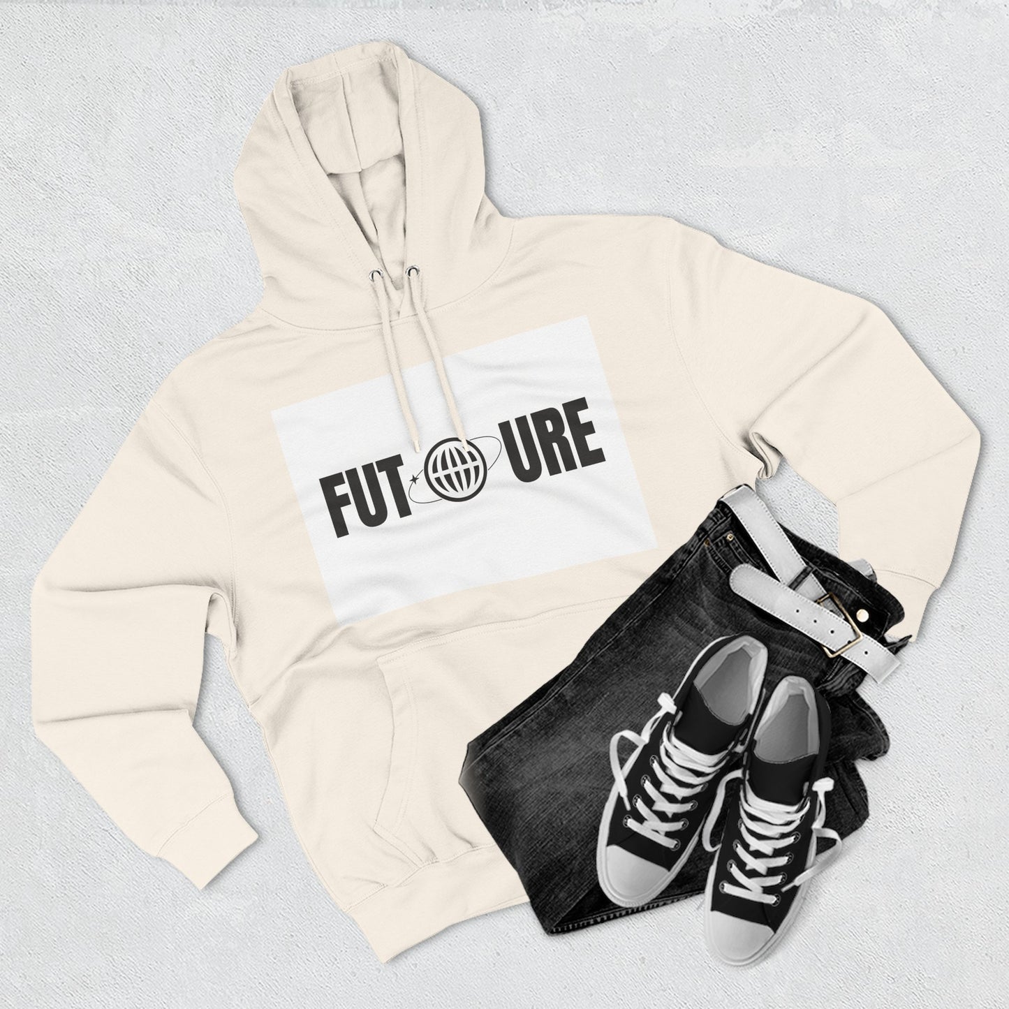 Futuristic Three-Panel Fleece Hoodie, Cozy Fashion, Streetwear Style, Gift for Trendsetters, Everyday Comfort