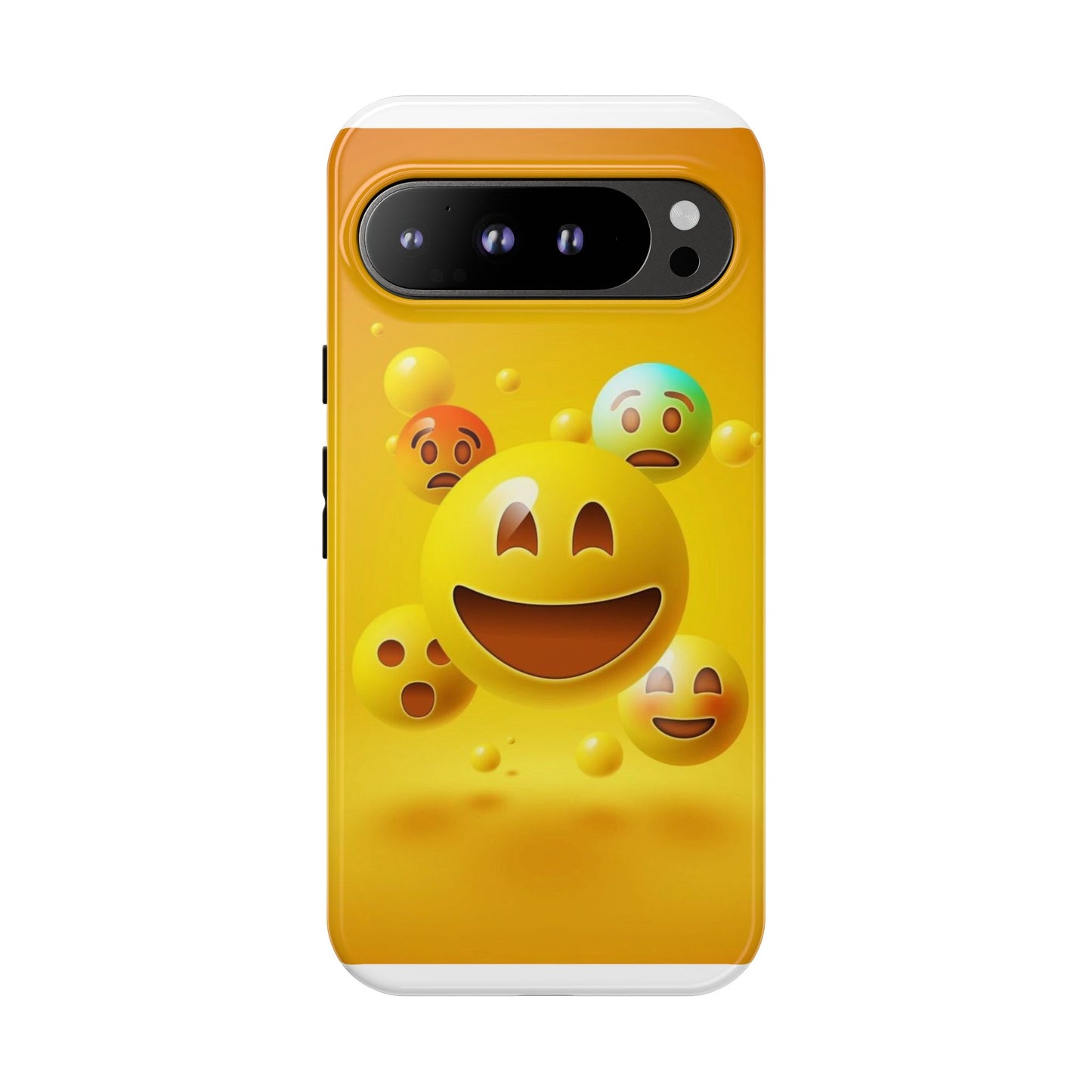 Smiley Face Phone Case, Fun Emoji Phone Cover, Durable Tough Case, Gift for Friends, Bright Yellow Accessory