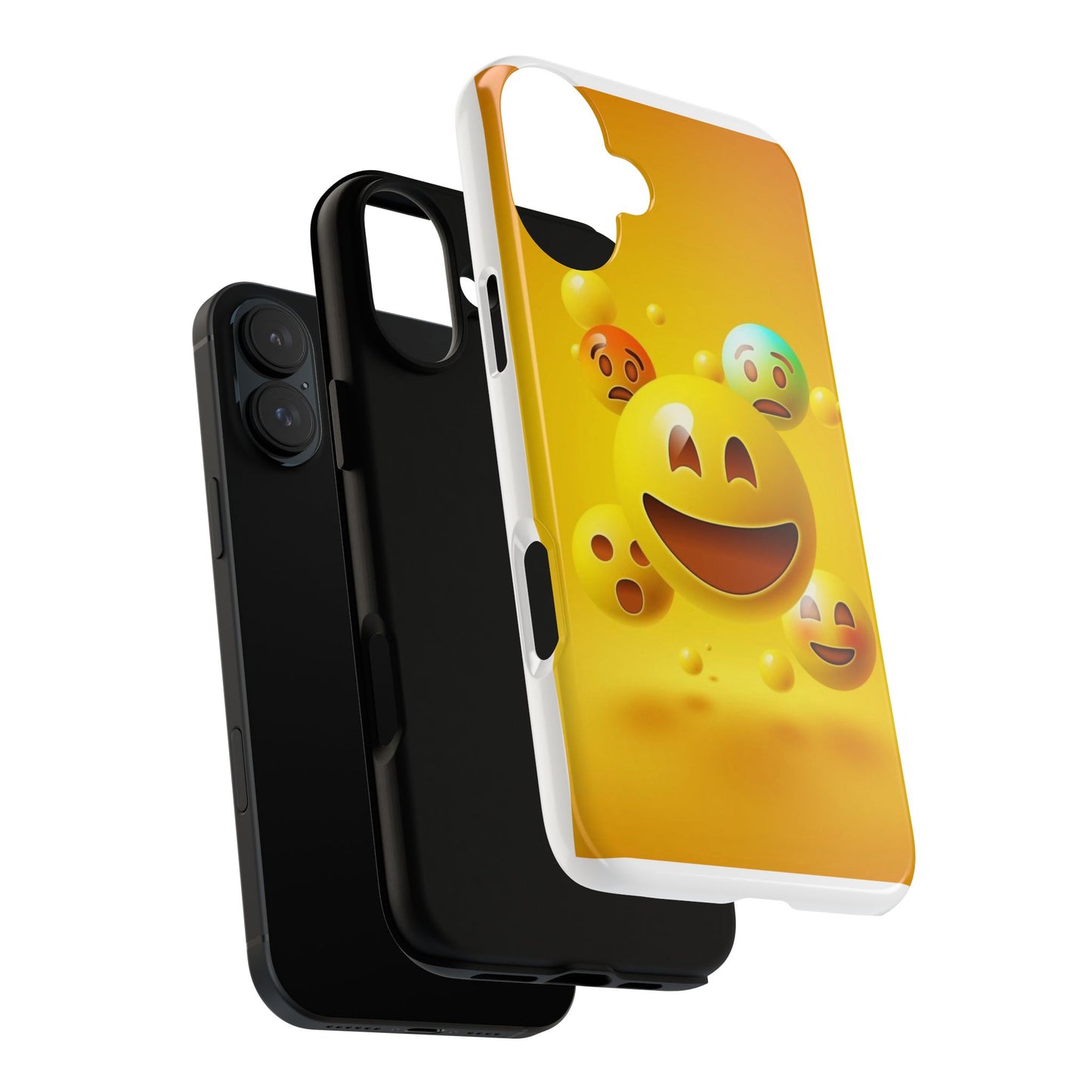 Smiley Face Phone Case, Fun Emoji Phone Cover, Durable Tough Case, Gift for Friends, Bright Yellow Accessory