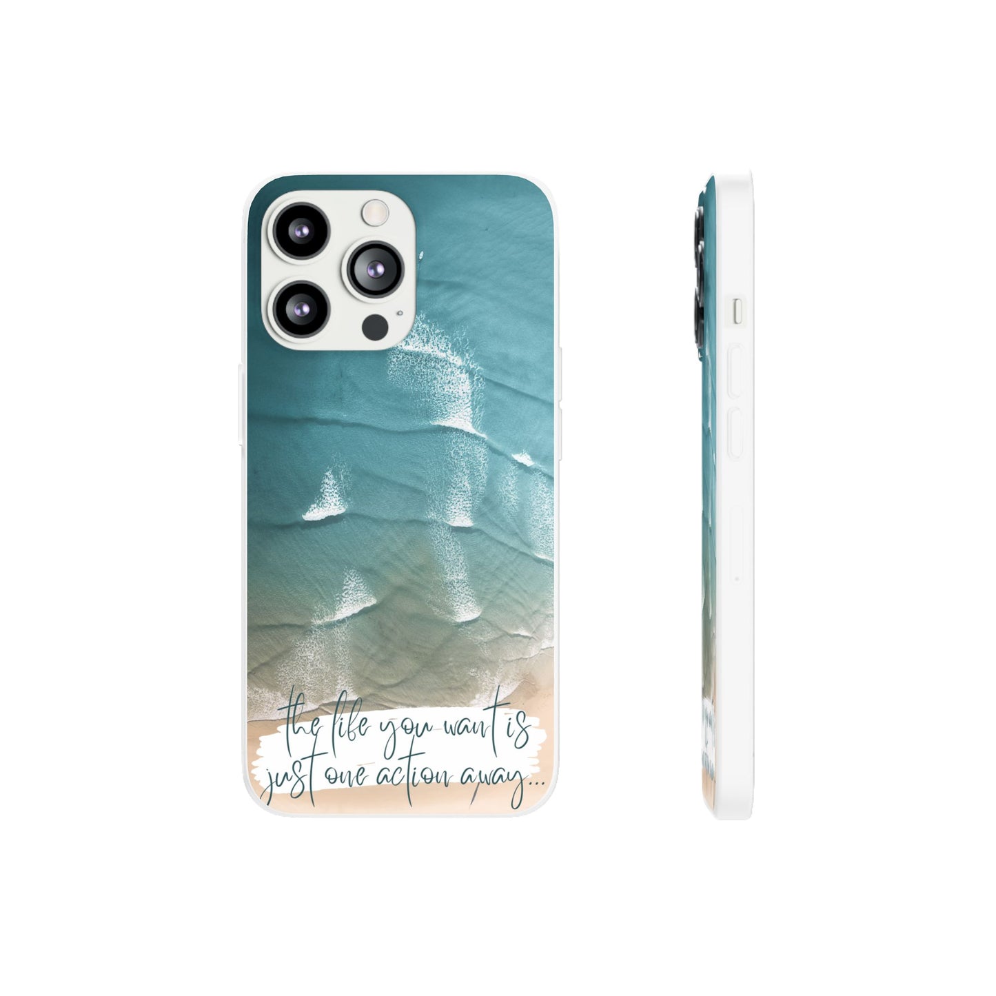 Ocean Waves Inspirational Phone Case, Beach Flexi Case, Life Quote Accessory, Coastal Decor, Gift