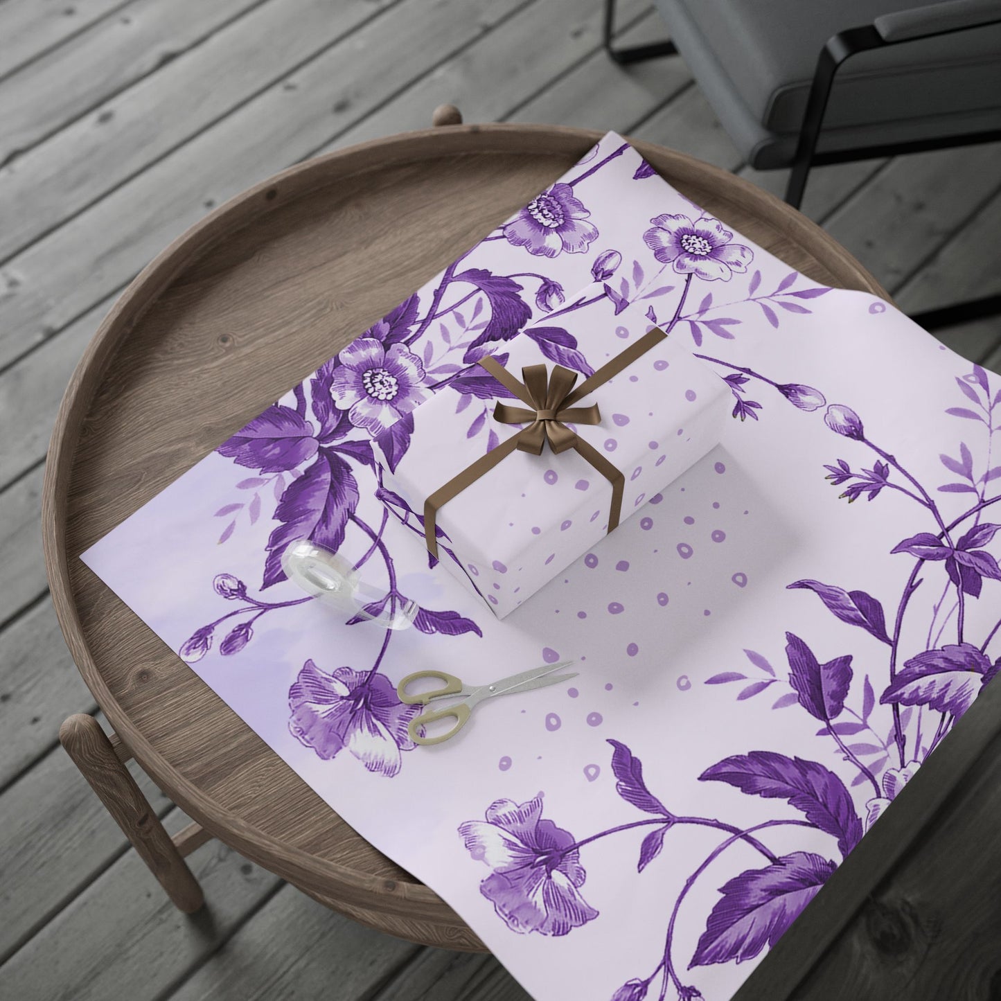 Elegant Floral Wrapping Paper, Luxury Gift Wrap, Purple Floral Design, Birthday, Wedding, Holiday Gift Wrap, Eco-friendly