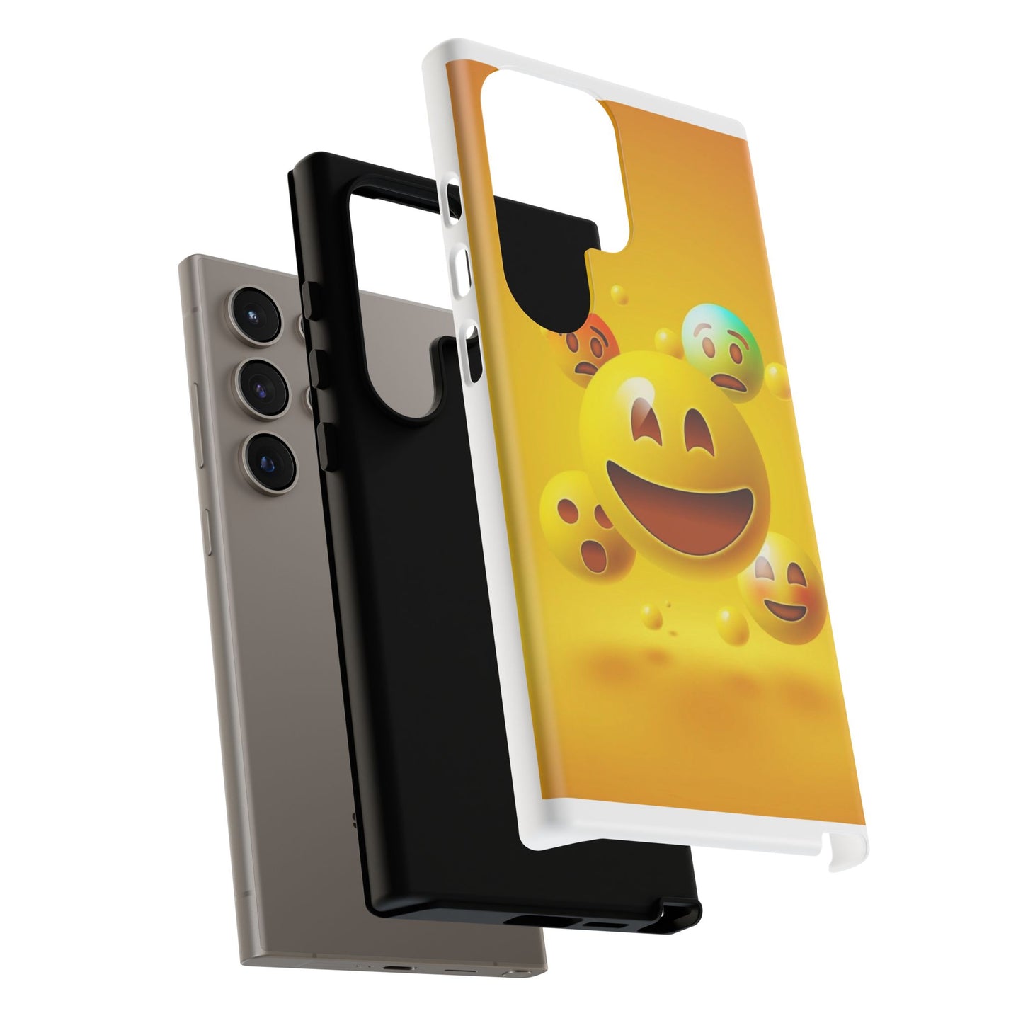 Smiley Face Phone Case, Fun Emoji Phone Cover, Durable Tough Case, Gift for Friends, Bright Yellow Accessory