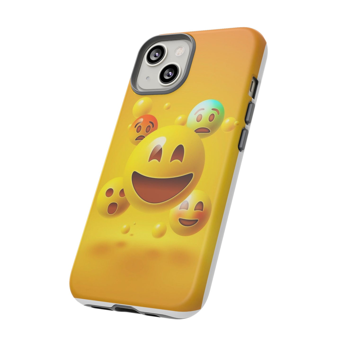 Smiley Face Phone Case, Fun Emoji Phone Cover, Durable Tough Case, Gift for Friends, Bright Yellow Accessory