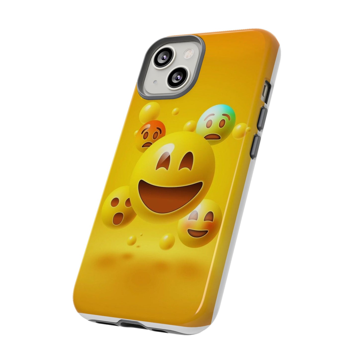 Smiley Face Phone Case, Fun Emoji Phone Cover, Durable Tough Case, Gift for Friends, Bright Yellow Accessory