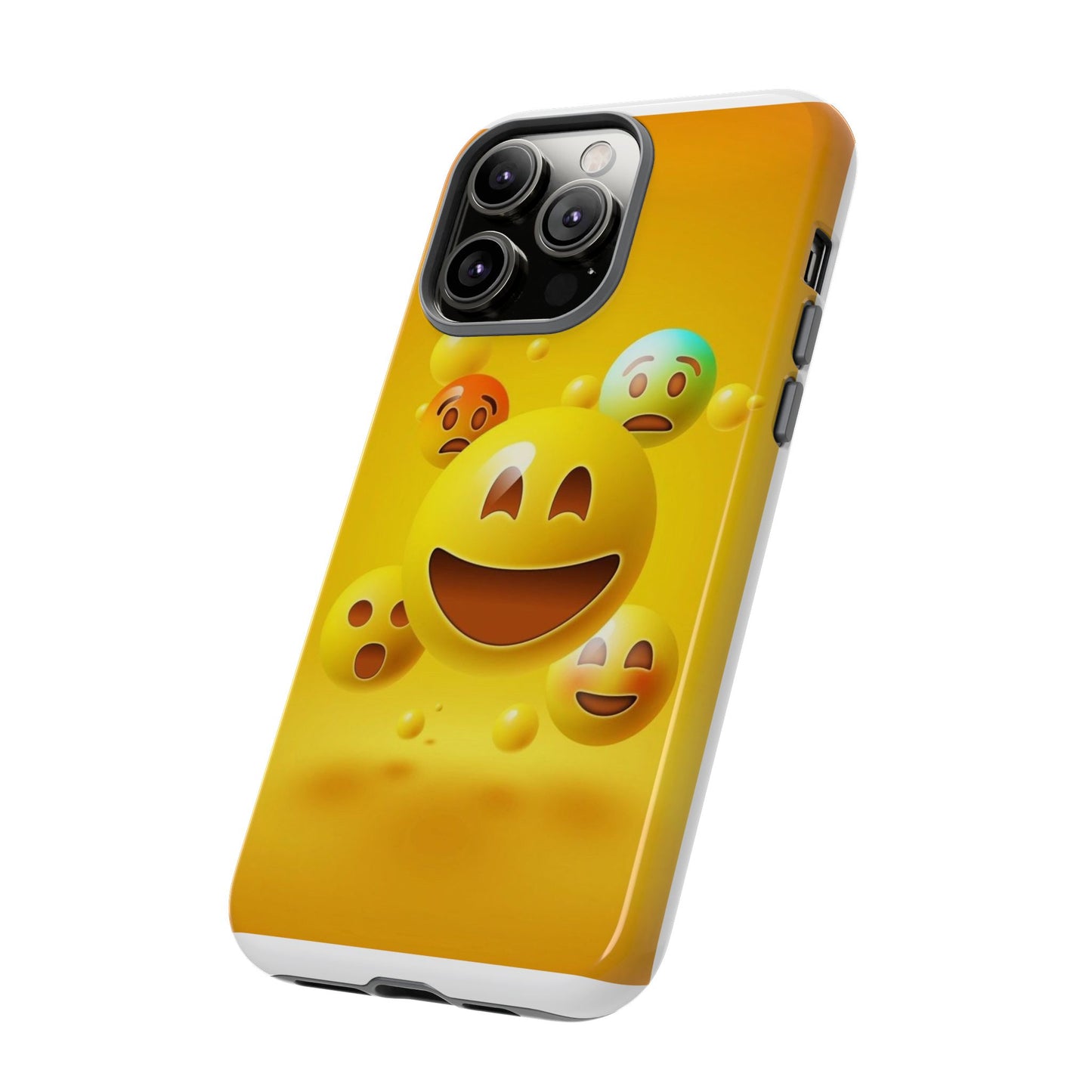 Smiley Face Phone Case, Fun Emoji Phone Cover, Durable Tough Case, Gift for Friends, Bright Yellow Accessory