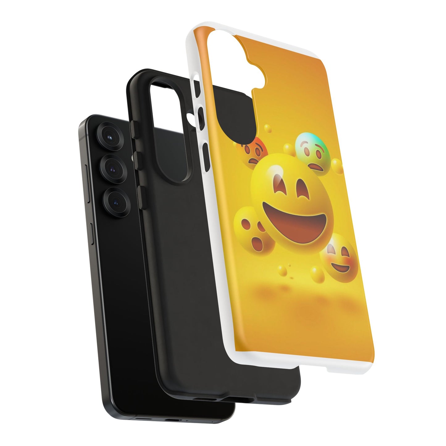 Smiley Face Phone Case, Fun Emoji Phone Cover, Durable Tough Case, Gift for Friends, Bright Yellow Accessory