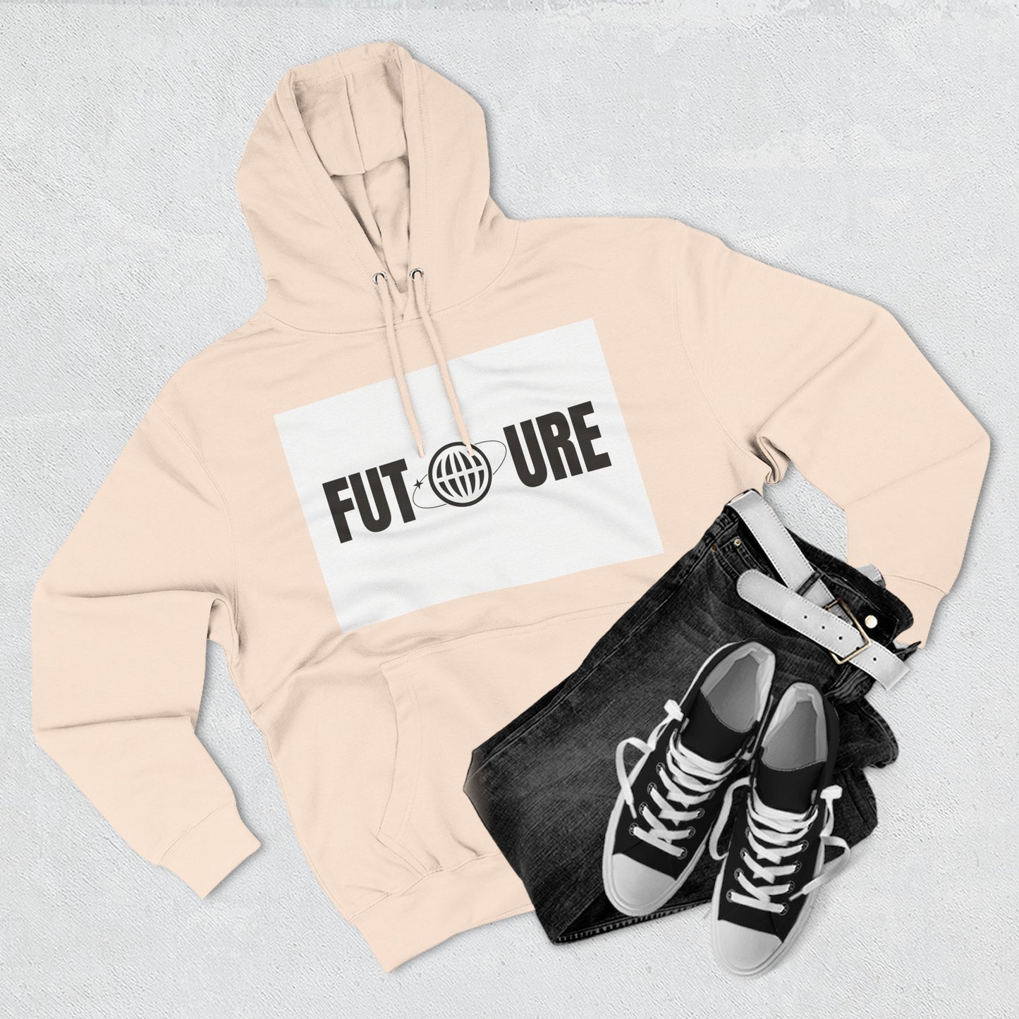 Futuristic Three-Panel Fleece Hoodie, Cozy Fashion, Streetwear Style, Gift for Trendsetters, Everyday Comfort