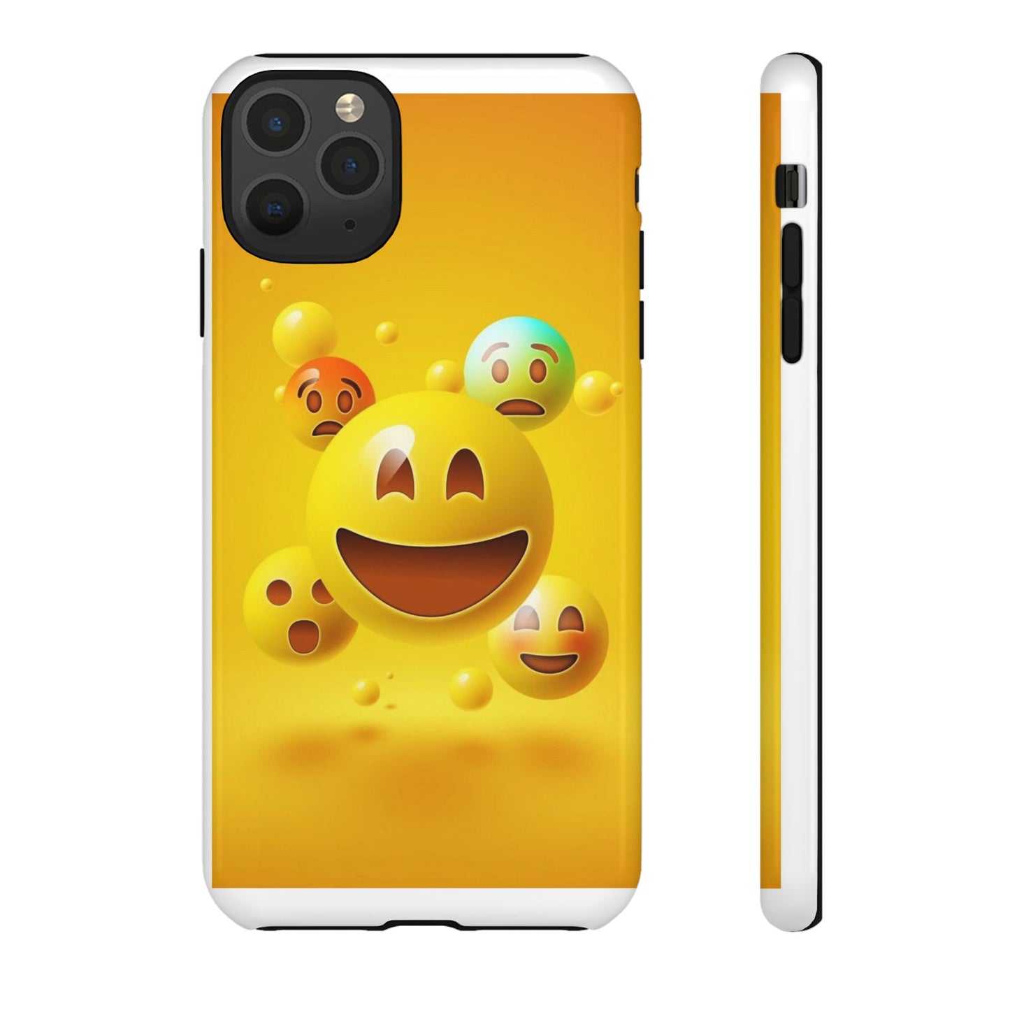 Smiley Face Phone Case, Fun Emoji Phone Cover, Durable Tough Case, Gift for Friends, Bright Yellow Accessory