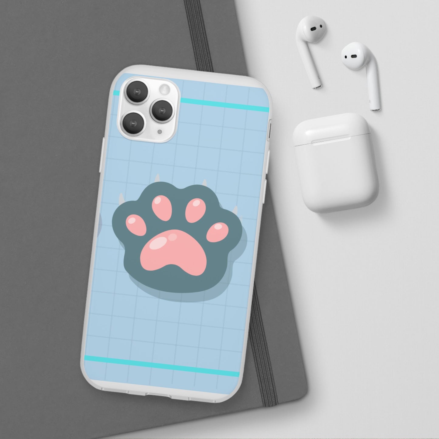 Paw Print Phone Case, Cute Pet Lover Flexi Cases, Dog Cat Accessory, Gift for Animal Lovers, Durable and Stylish Gadget Cover