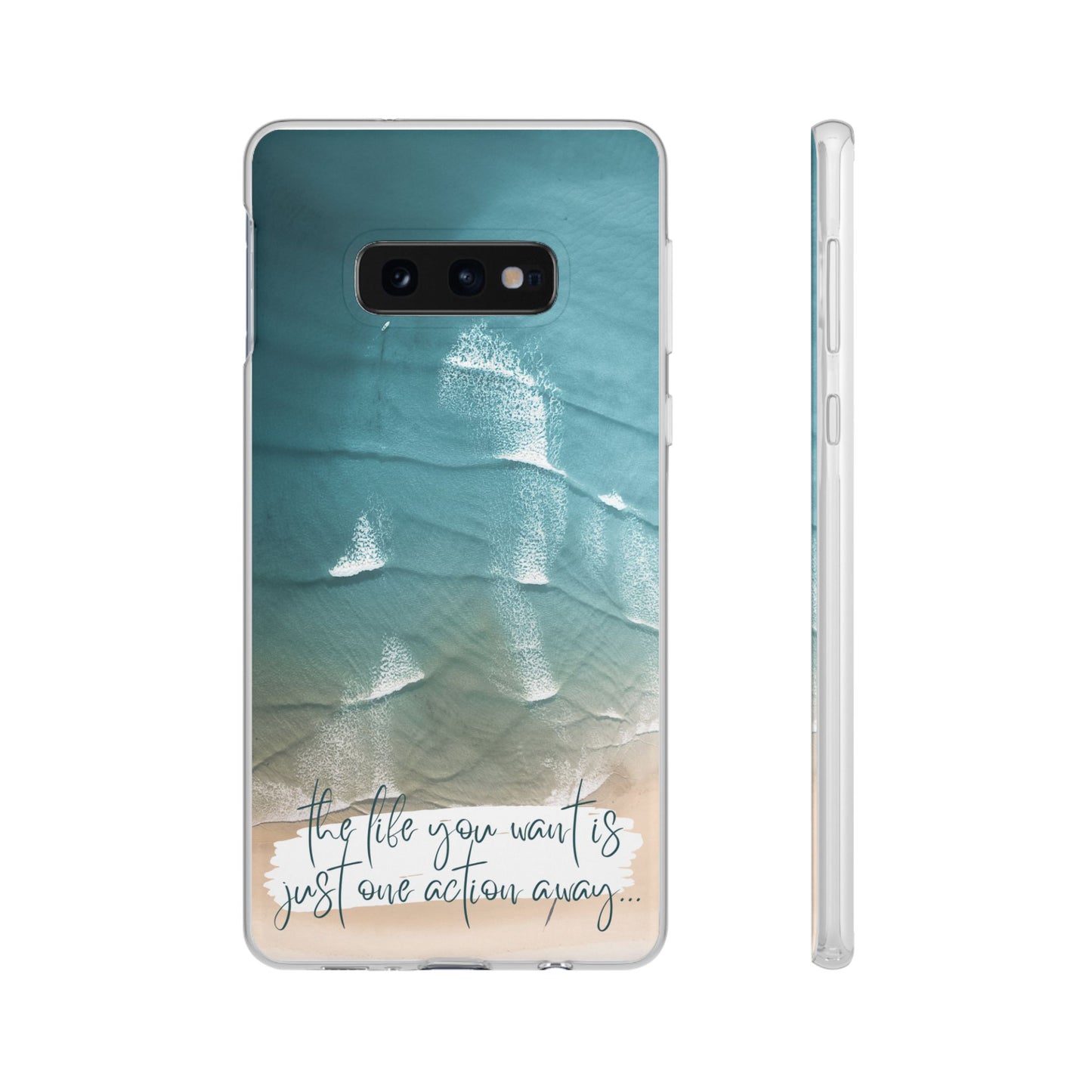 Ocean Waves Inspirational Phone Case, Beach Flexi Case, Life Quote Accessory, Coastal Decor, Gift