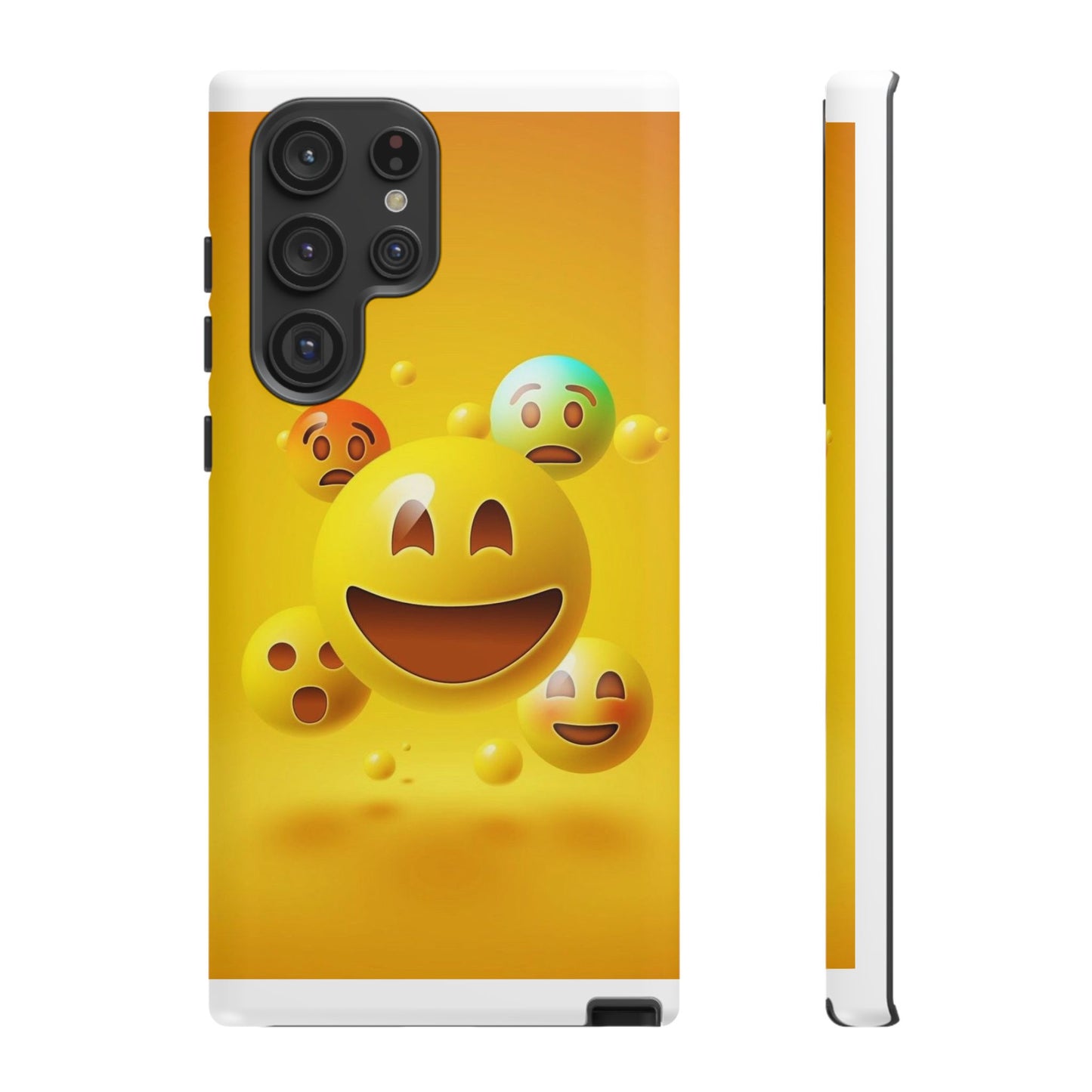 Smiley Face Phone Case, Fun Emoji Phone Cover, Durable Tough Case, Gift for Friends, Bright Yellow Accessory