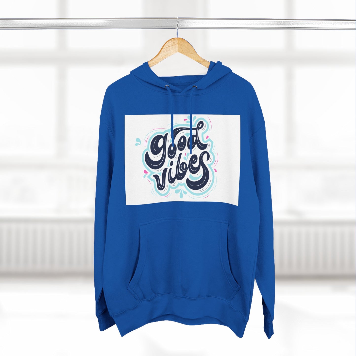 Good Vibes Three-Panel Fleece Hoodie | Cozy Streetwear, Perfect for Casual Outings, Unisex Gift, Inspirational Wear, Everyday Comfort