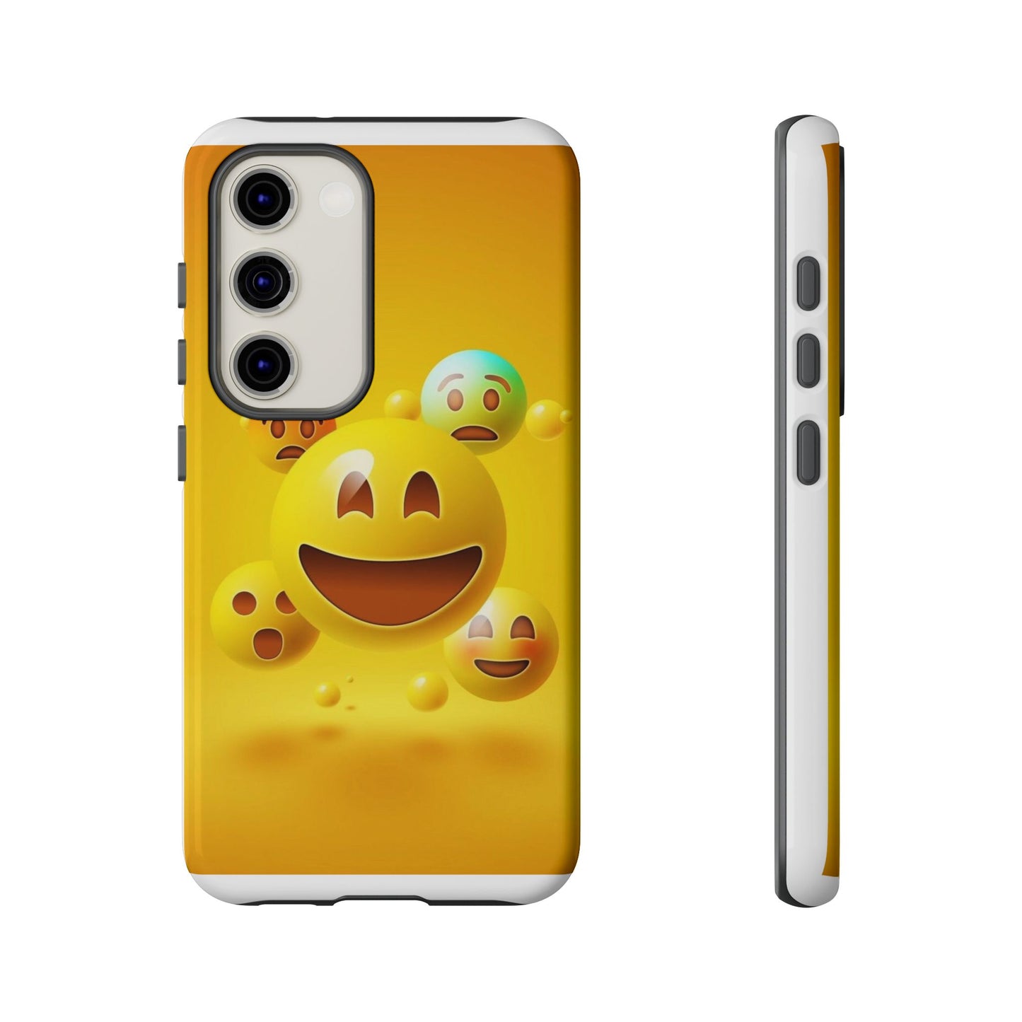 Smiley Face Phone Case, Fun Emoji Phone Cover, Durable Tough Case, Gift for Friends, Bright Yellow Accessory