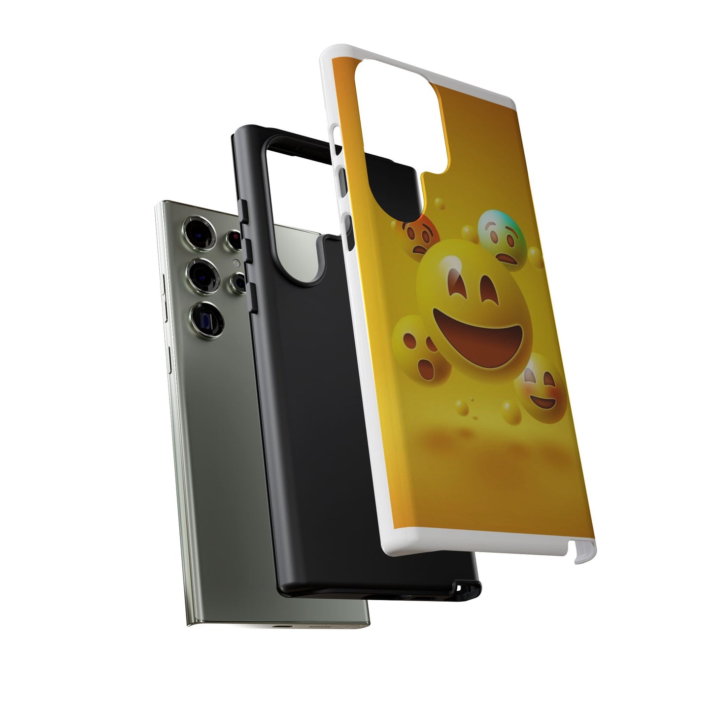 Smiley Face Phone Case, Fun Emoji Phone Cover, Durable Tough Case, Gift for Friends, Bright Yellow Accessory