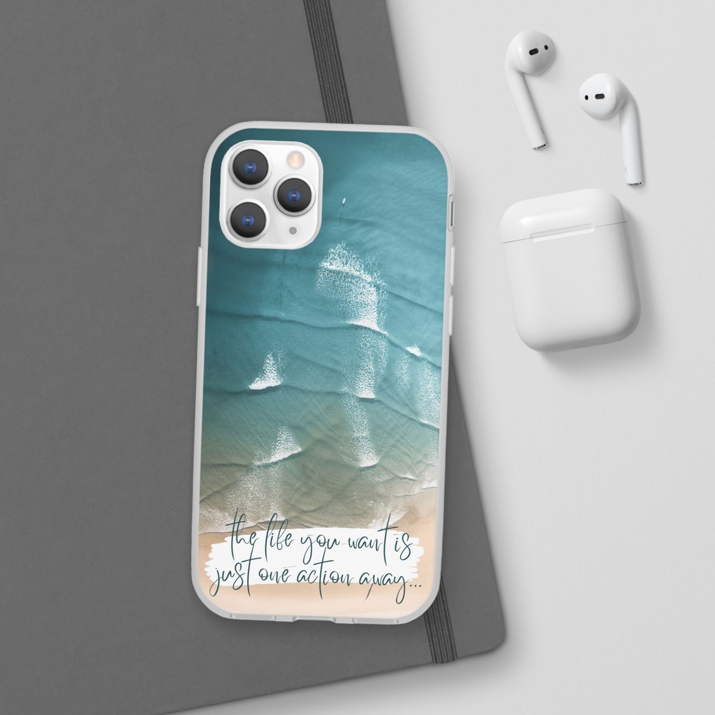 Ocean Waves Inspirational Phone Case, Beach Flexi Case, Life Quote Accessory, Coastal Decor, Gift