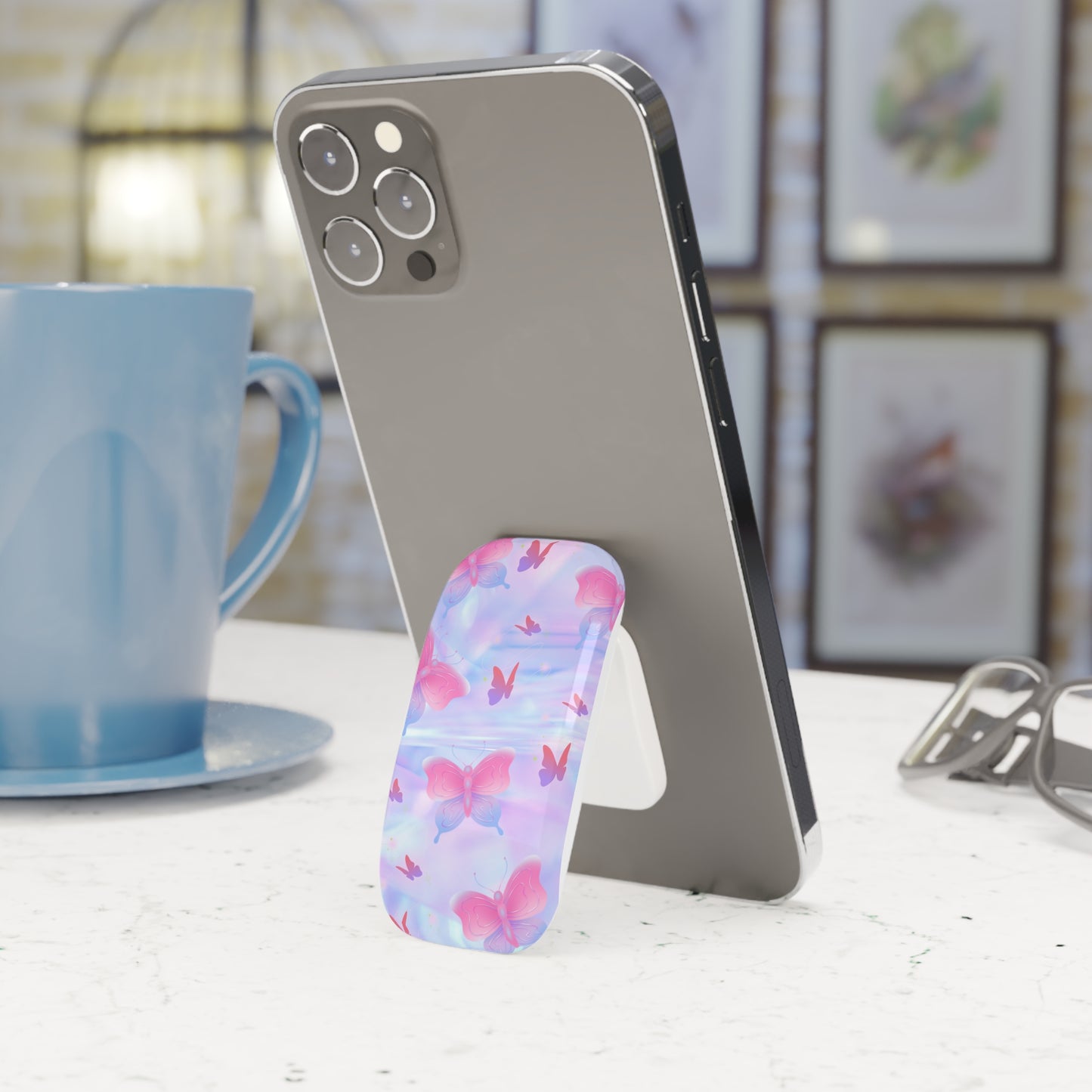 Butterfly Phone Grip Stand, Aesthetic Phone Accessory for Teens, Spring Gift, Cute Phone Holder, Floral Grip