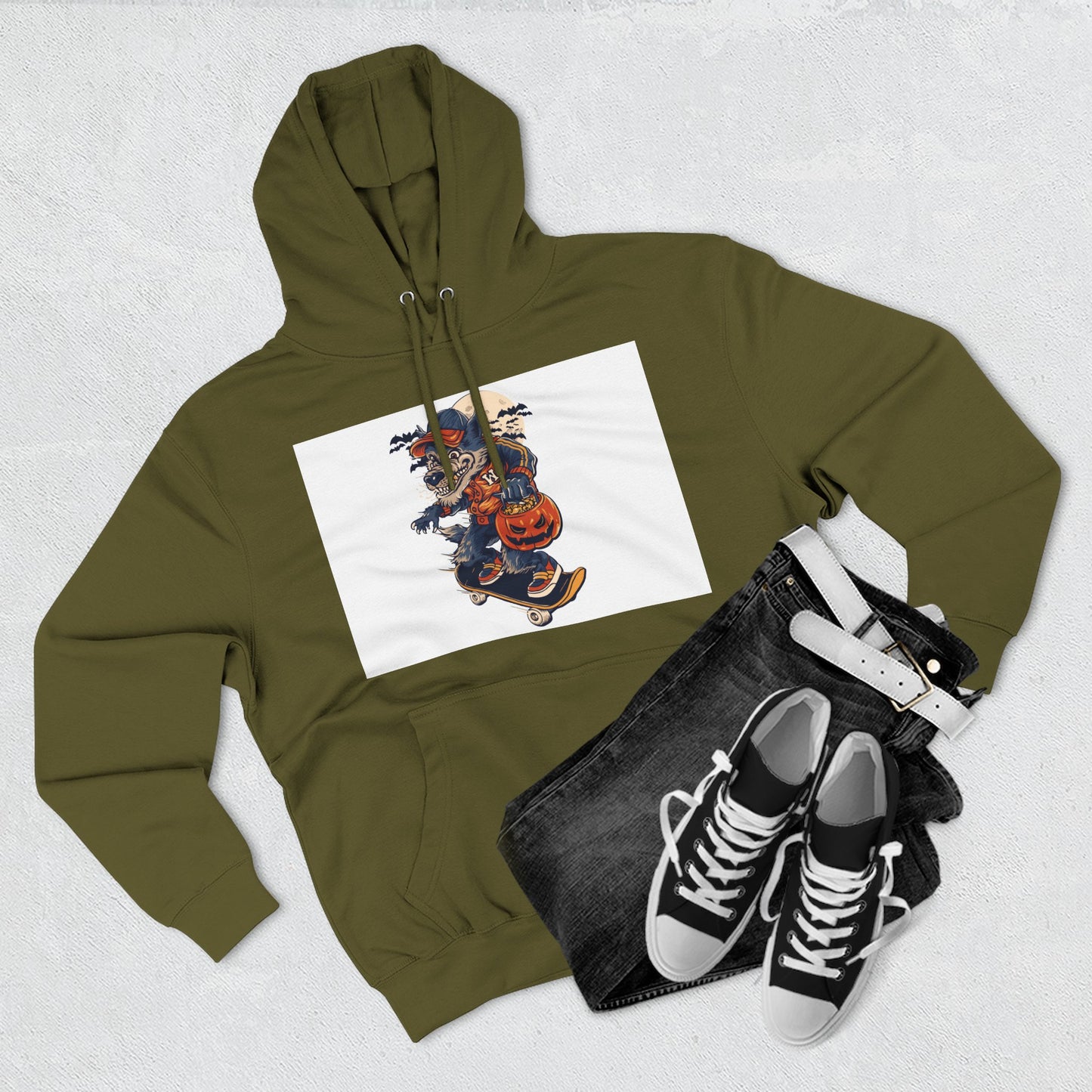 Fleece Hoodie with Halloween Design, Cozy Sweatshirt, Fall Fashion, Gift for Her, Casual Layering