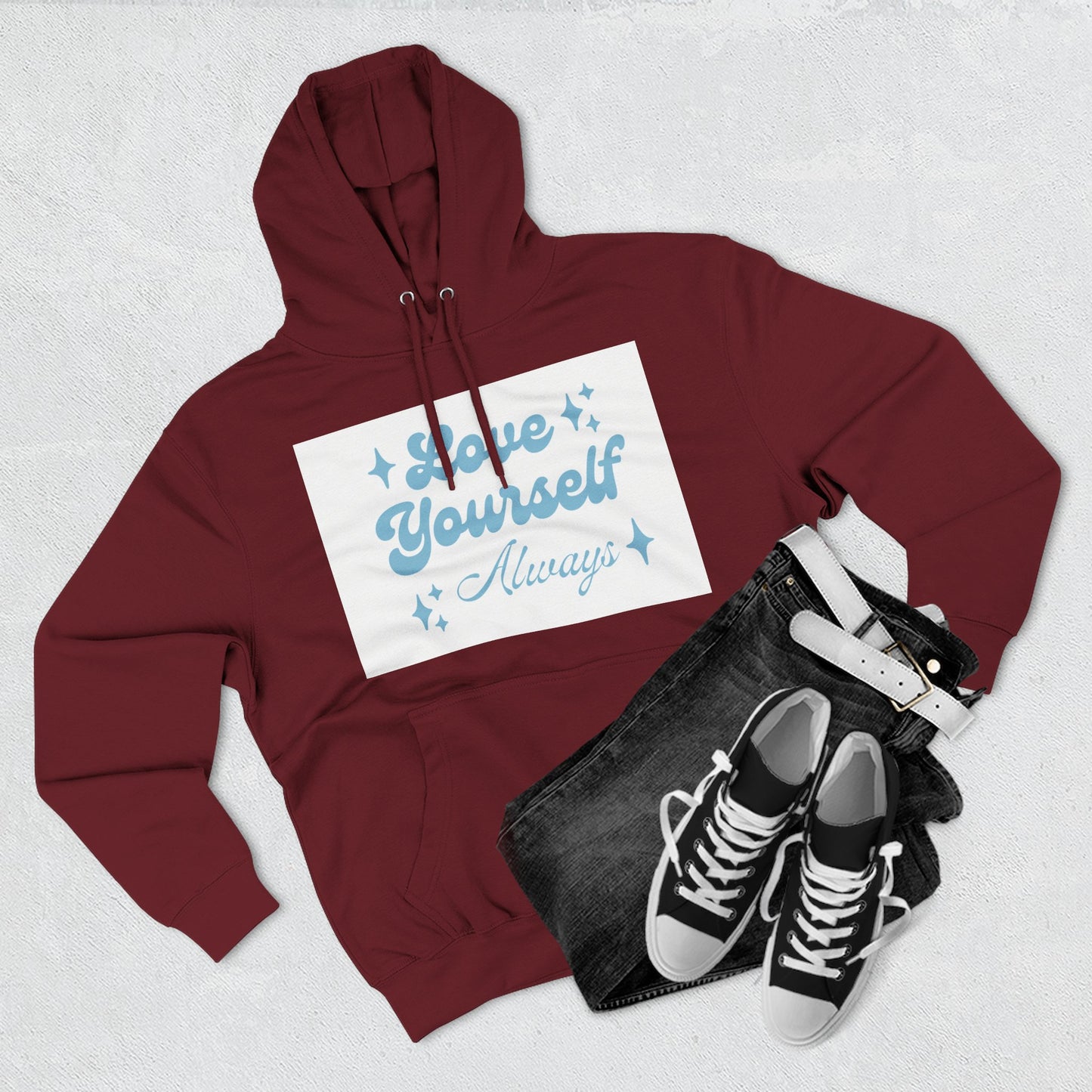 Love Yourself Fleece Hoodie | Cozy Self-Care Sweatshirt | Inspirational Apparel | Motivational Gift | Positive Vibes Hoodie