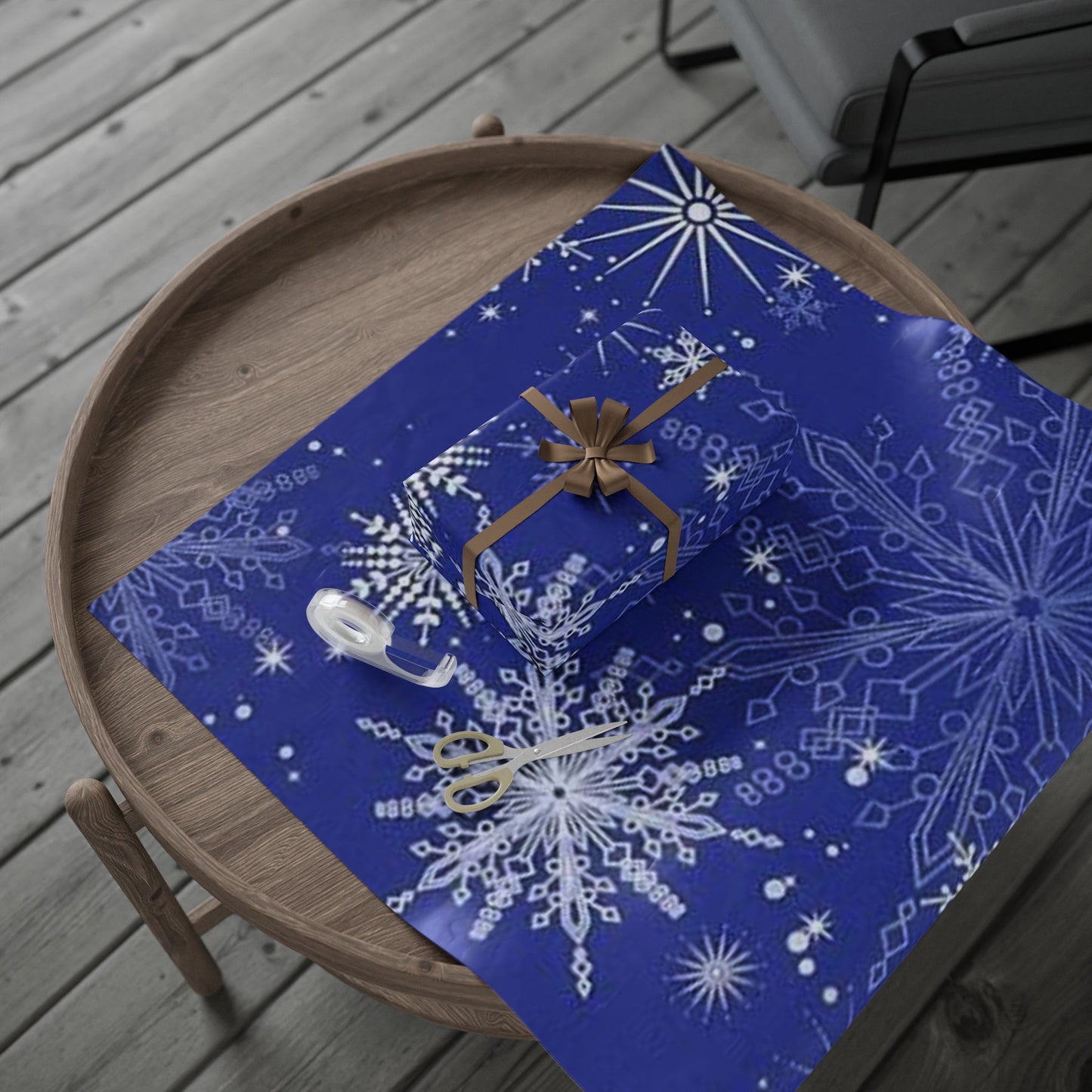 Elegant Snowflake Wrapping Paper, Christmas Gift Wrap, Holiday Party Supplies, Winter Themed Decor, Blue Snowflake Design