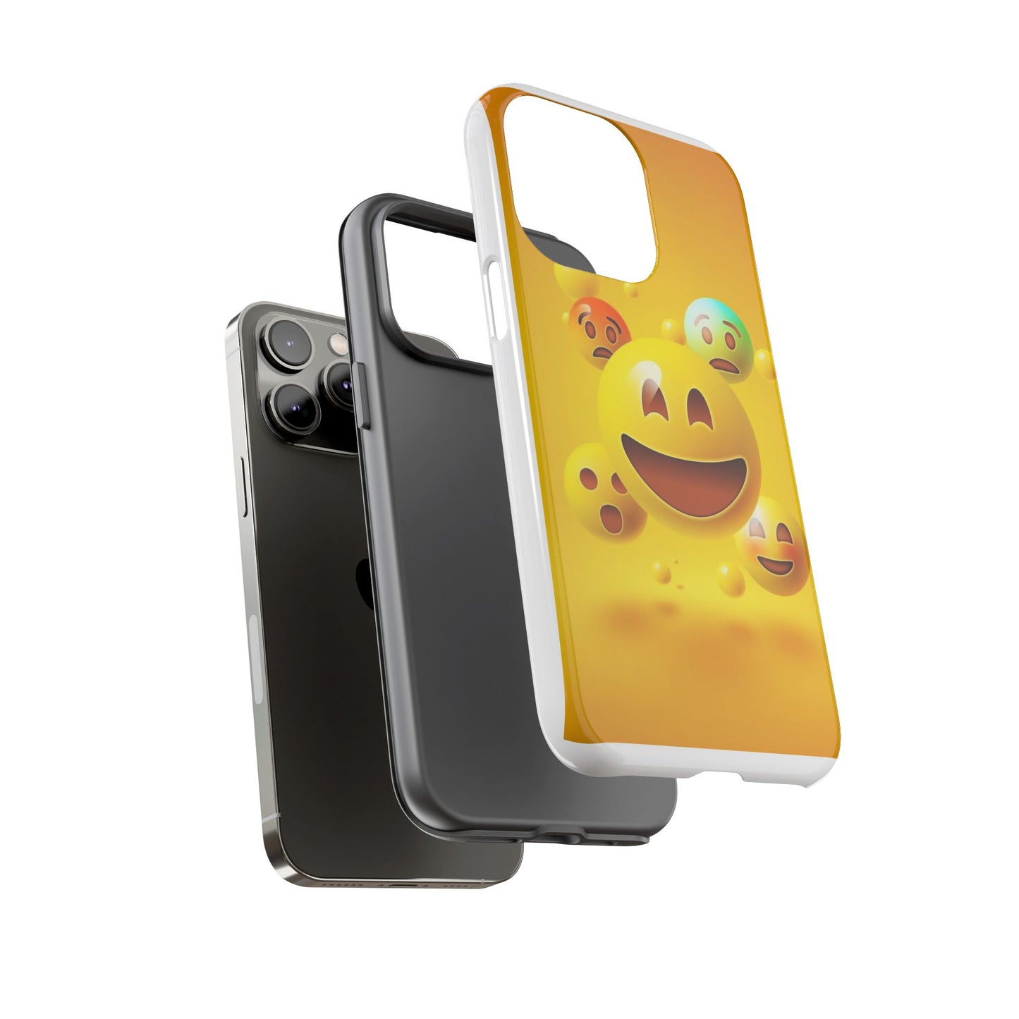 Smiley Face Phone Case, Fun Emoji Phone Cover, Durable Tough Case, Gift for Friends, Bright Yellow Accessory