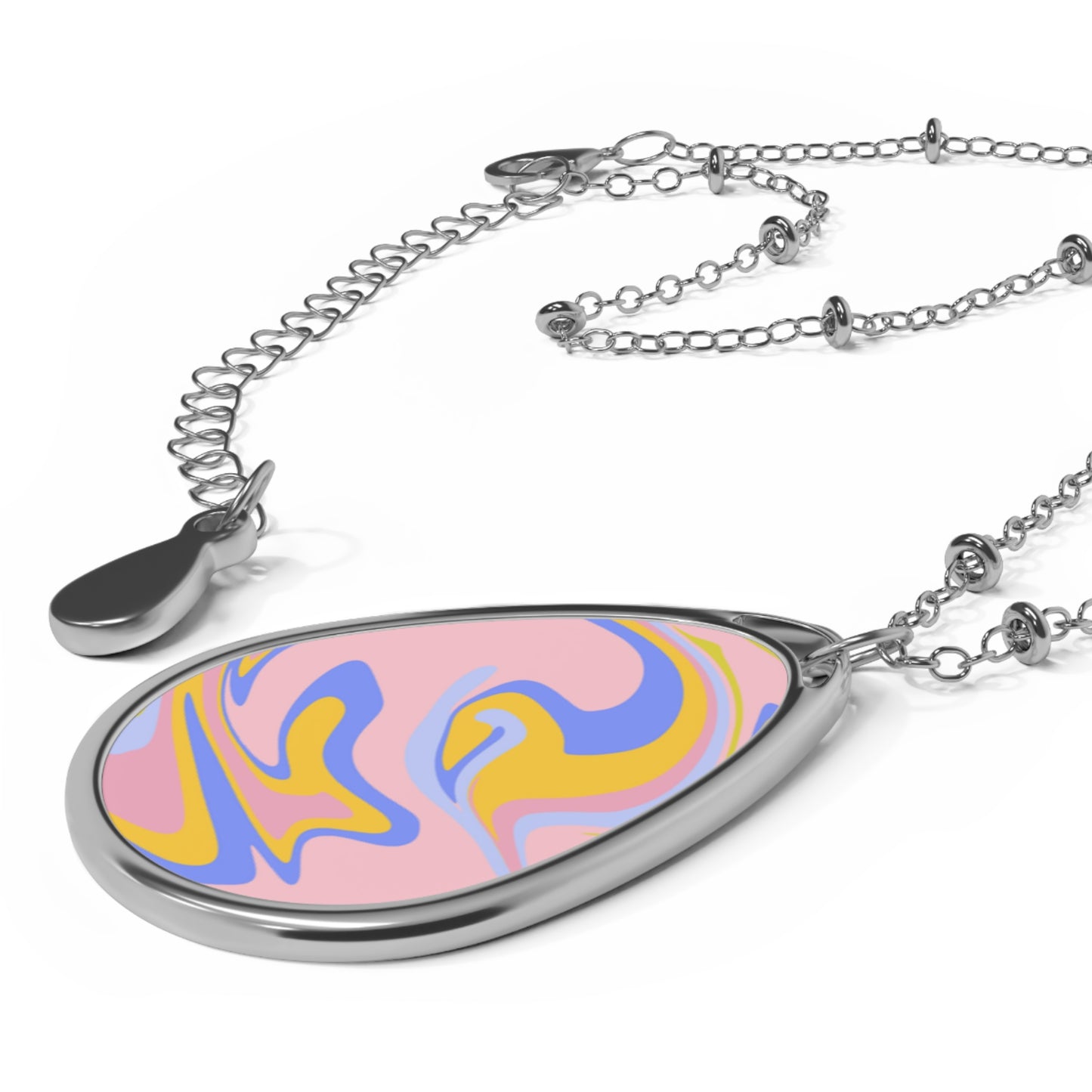 Abstract Swirl Oval Necklace - Bohemian Jewelry, Unique Gift, Statement Piece, Trendy Accessory, Fashion Jewelry
